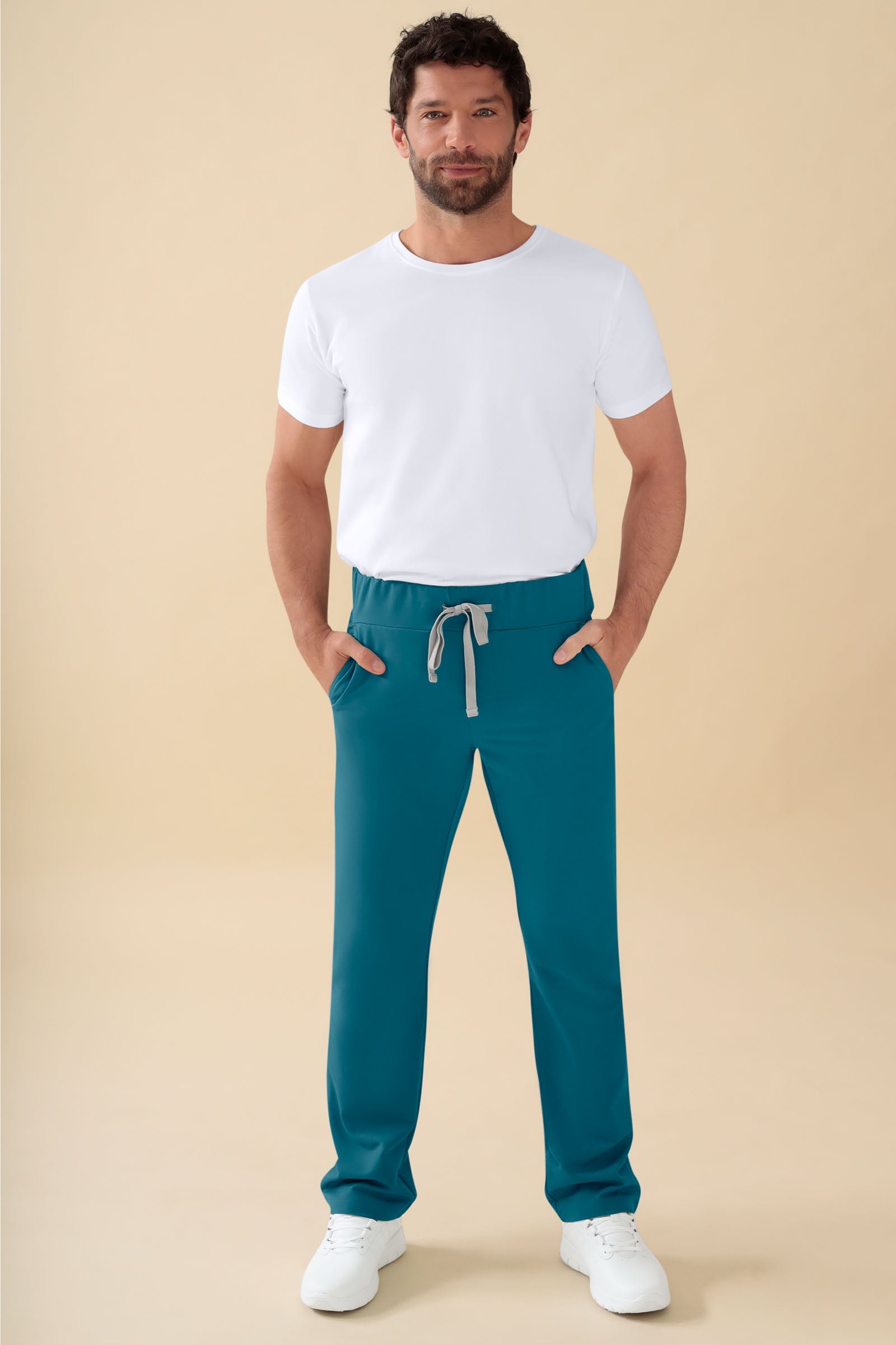 KAERE Hose Herren - gerader Saum Kurzgr. ohne Beintaschen petrol, Vorderansicht 