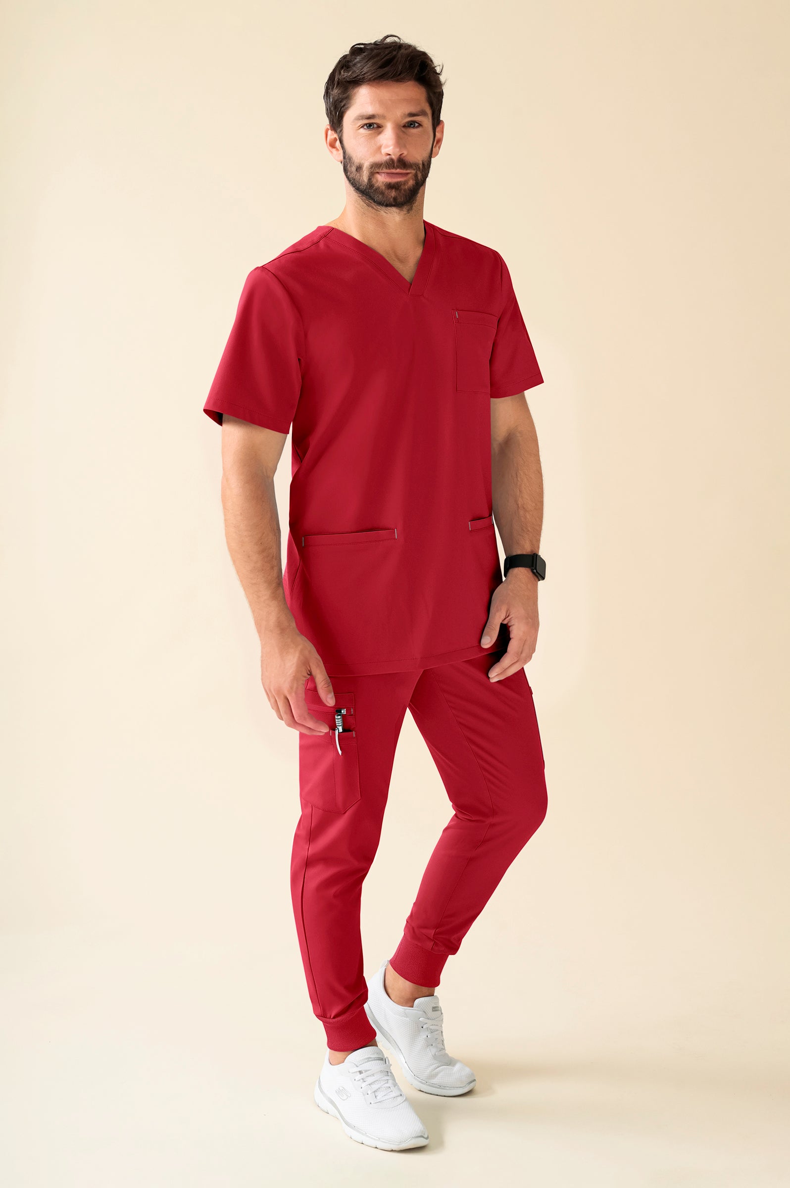 KAERE Hose Herren - Saumbündchen Kurzgr. mit Beintaschen rot