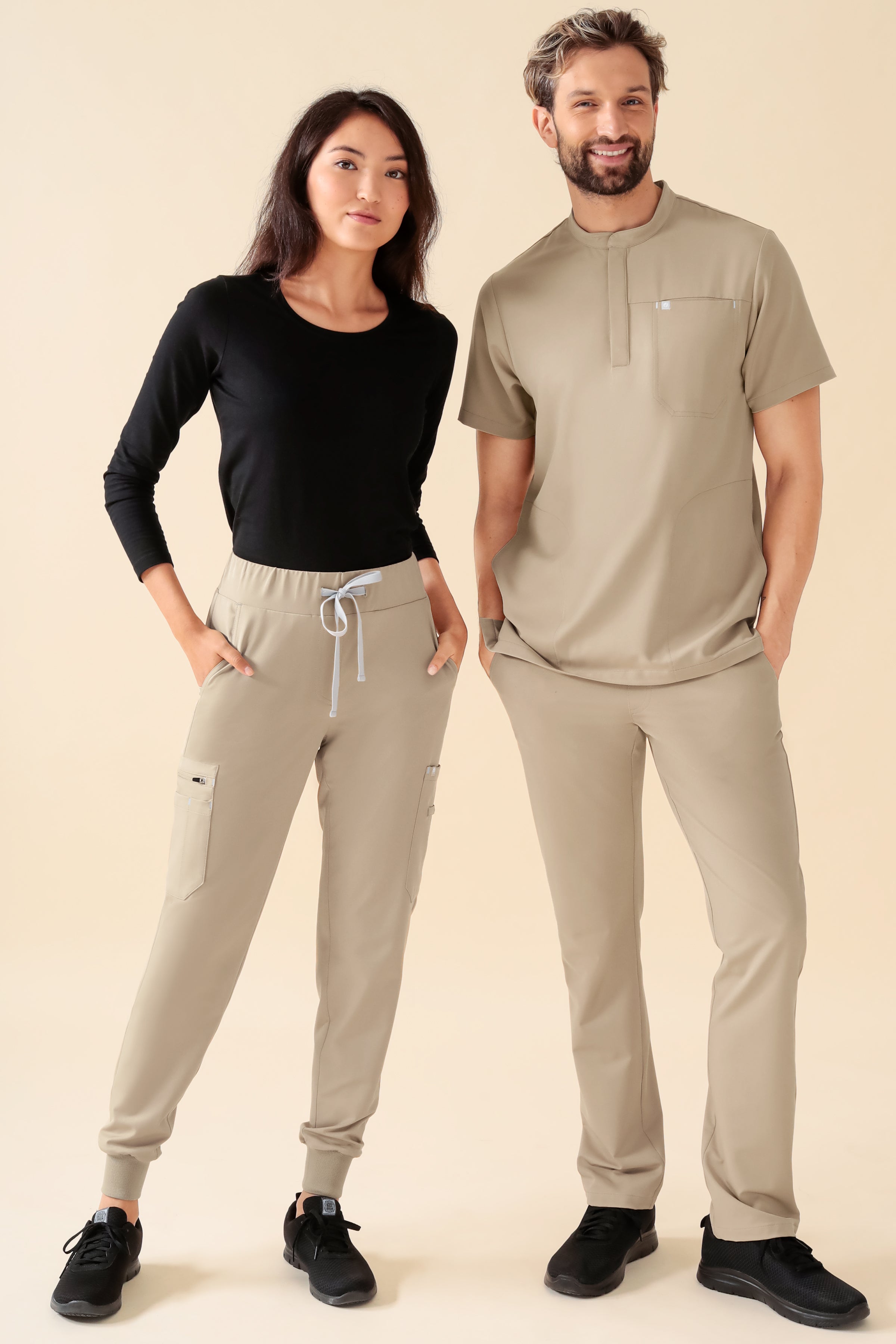 KAERE Hose Herren - gerader Saum ohne Beintaschen sand, Vorderansicht 