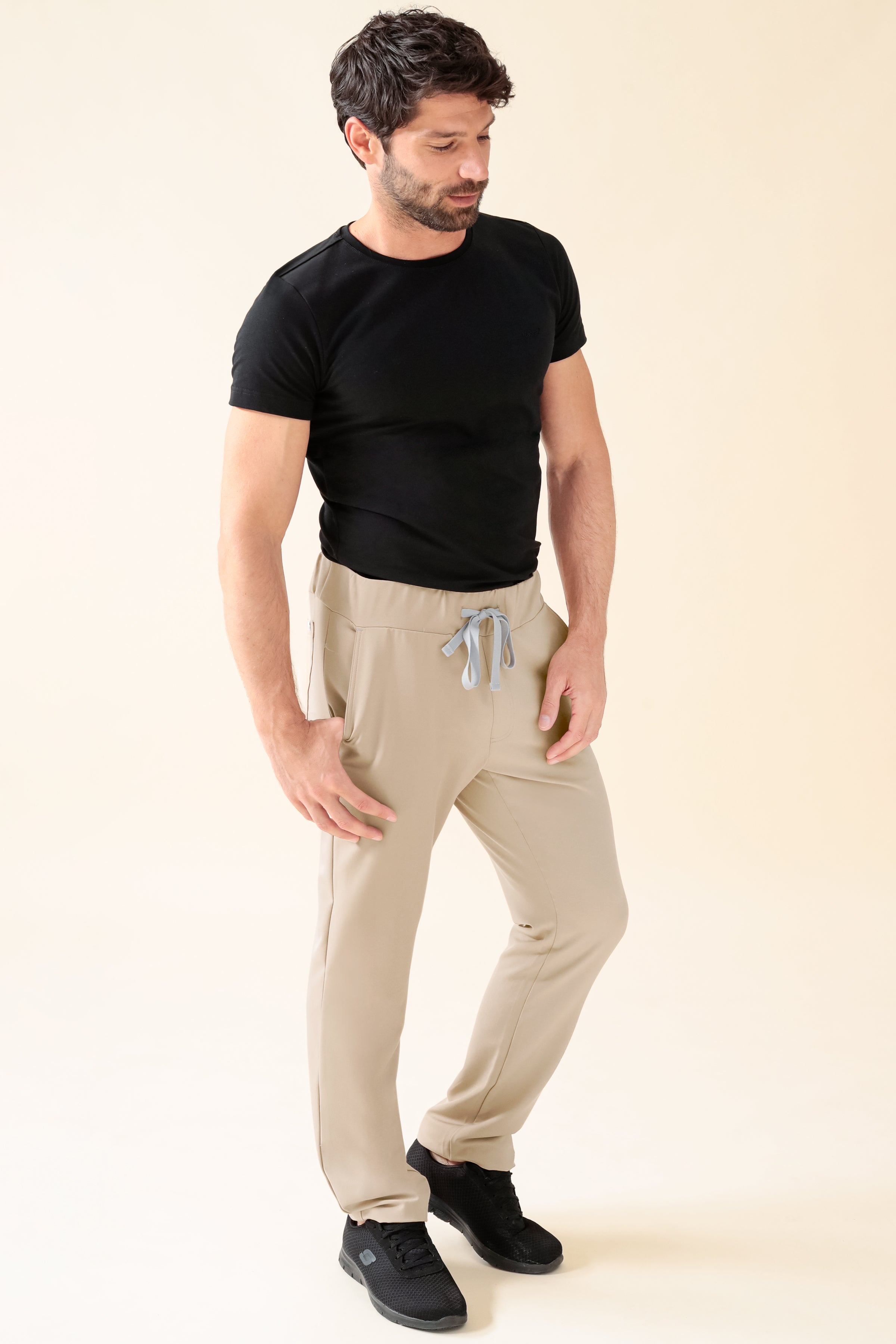 KAERE Hose Herren - gerader Saum Kurzgr. ohne Beintaschen sand