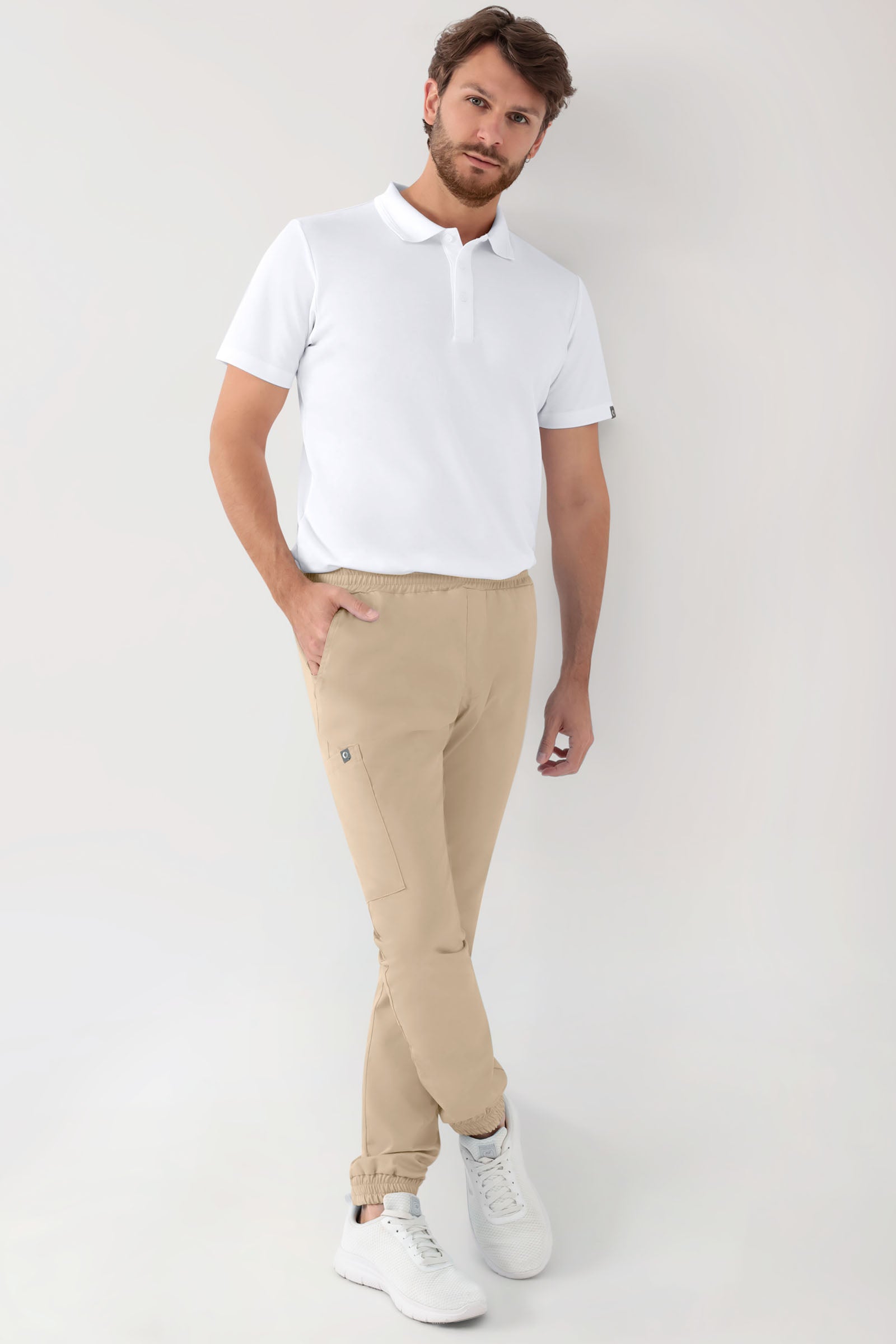 GREEN Stretch Hose Herren - Jogpants Style sand, Vorderansicht 