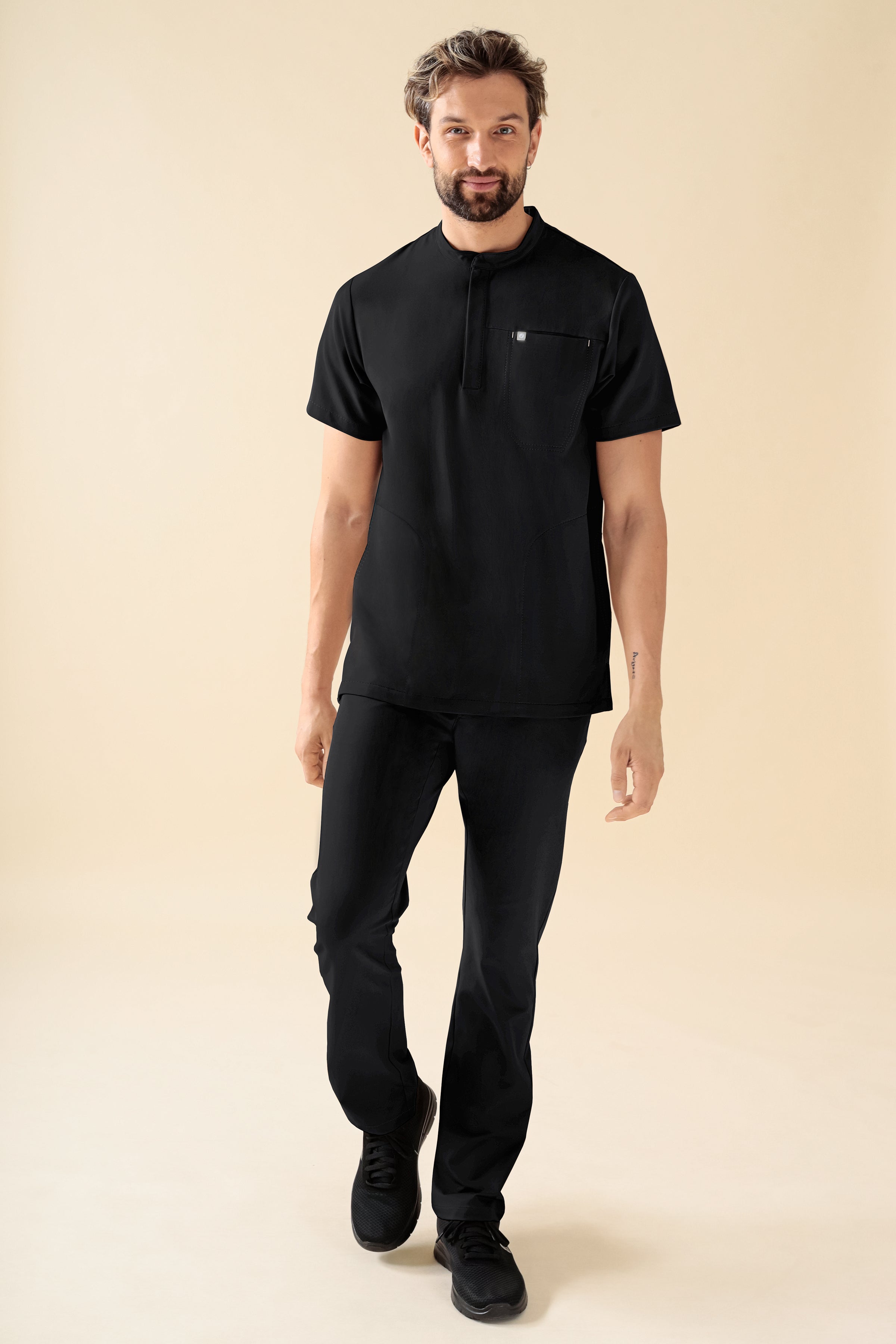 KAERE Hose Herren - gerader Saum ohne Beintaschen schwarz