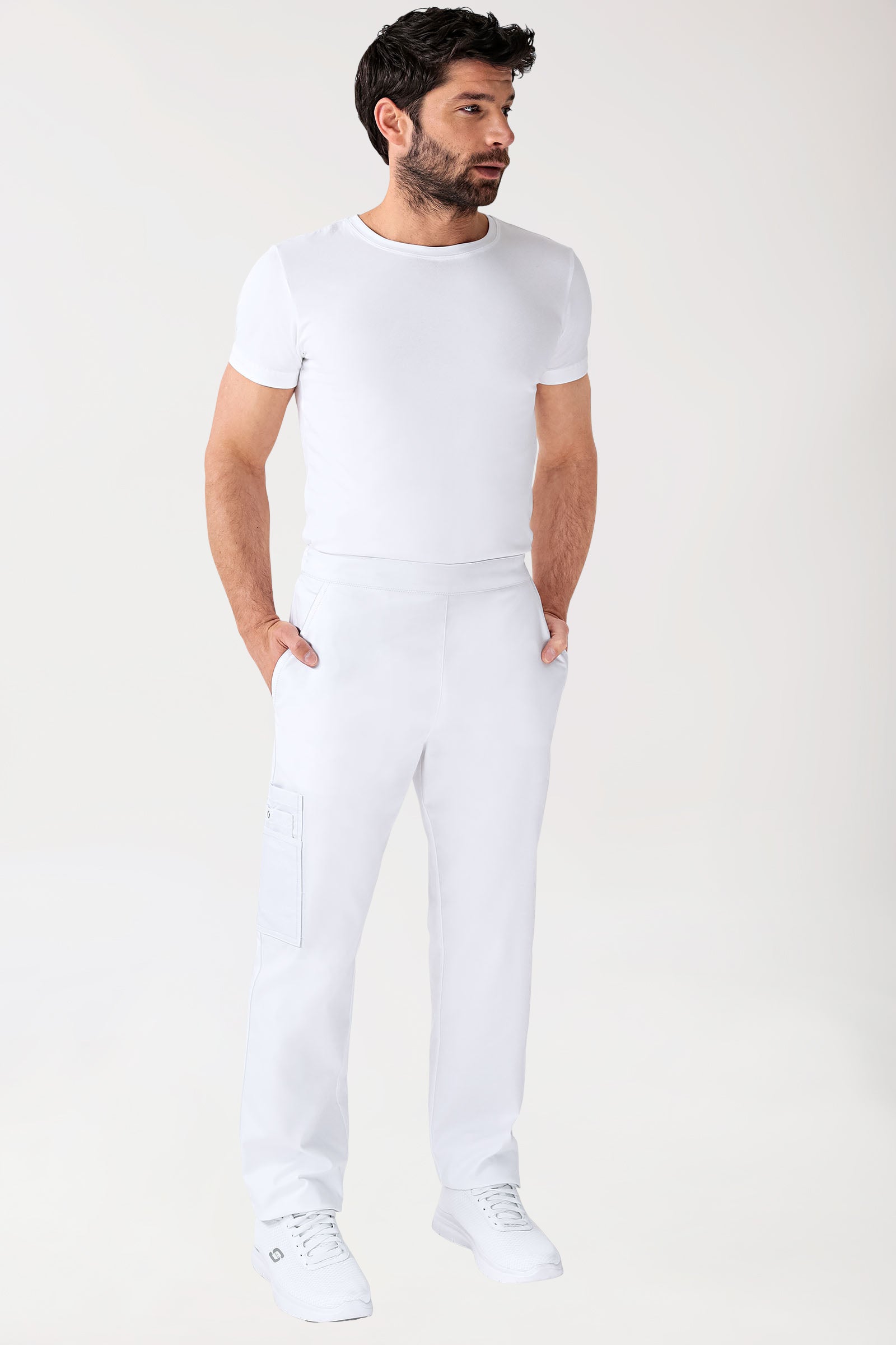 CLINIC STRETCH Hose Unisex - mit Beintasche Kurzgr. weiß