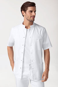 Stretch Kasack Herren - durchgeknöpft weiß