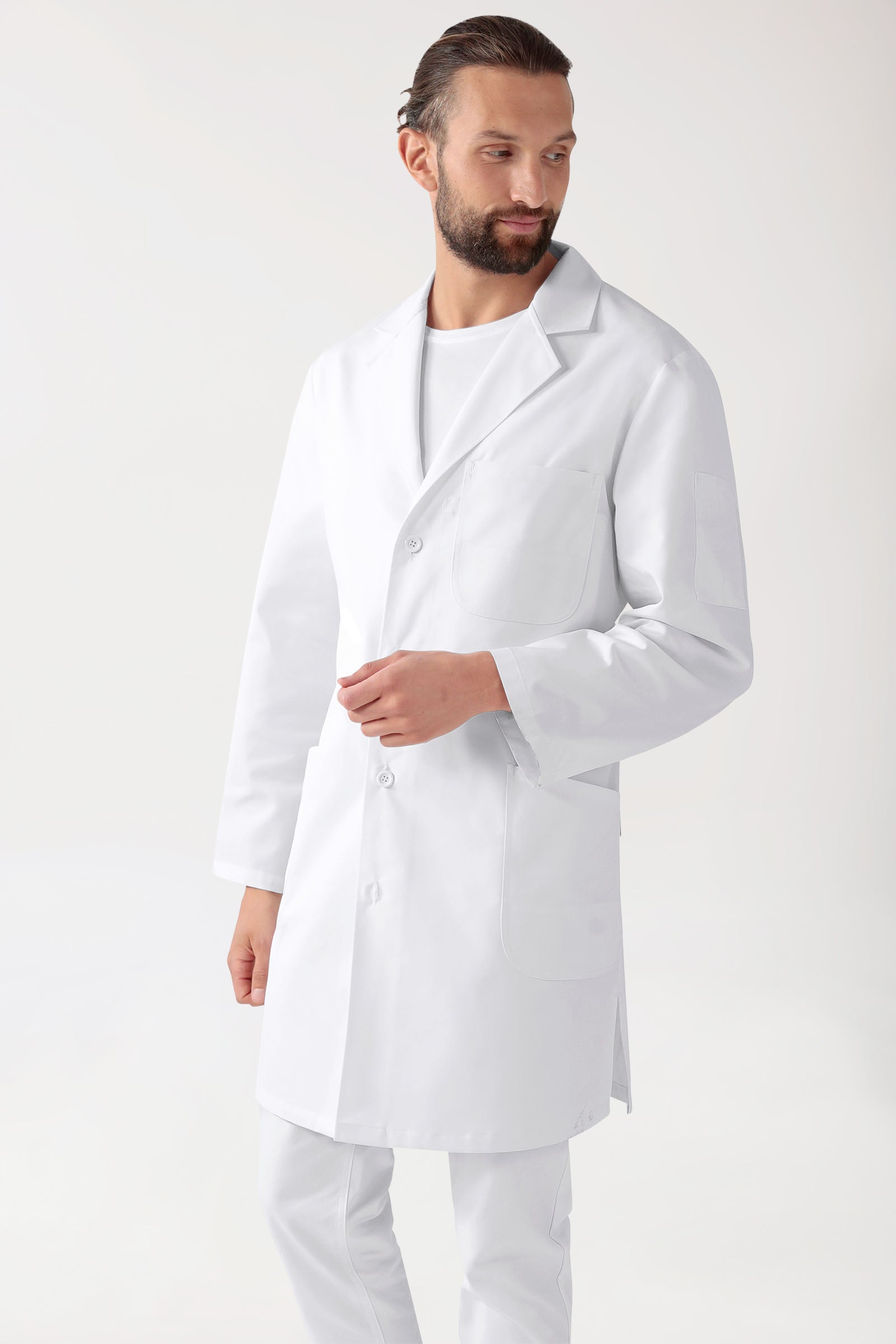 Mantel Herren - Reverskragen - durchgeknöpft weiß