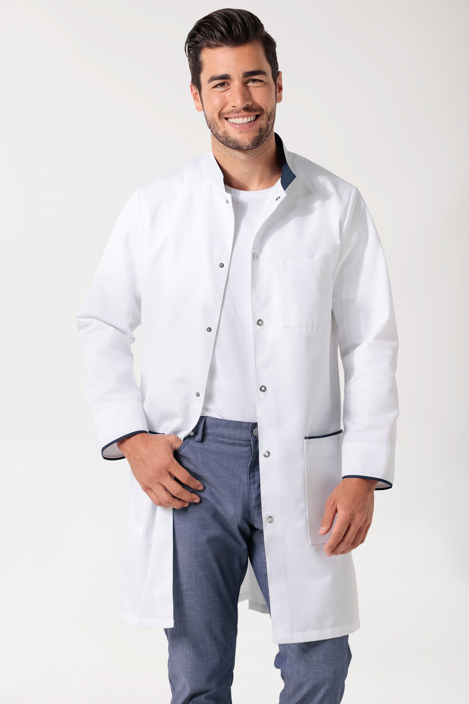 Kurzmantel Herren - Stehkragen weiß/navy