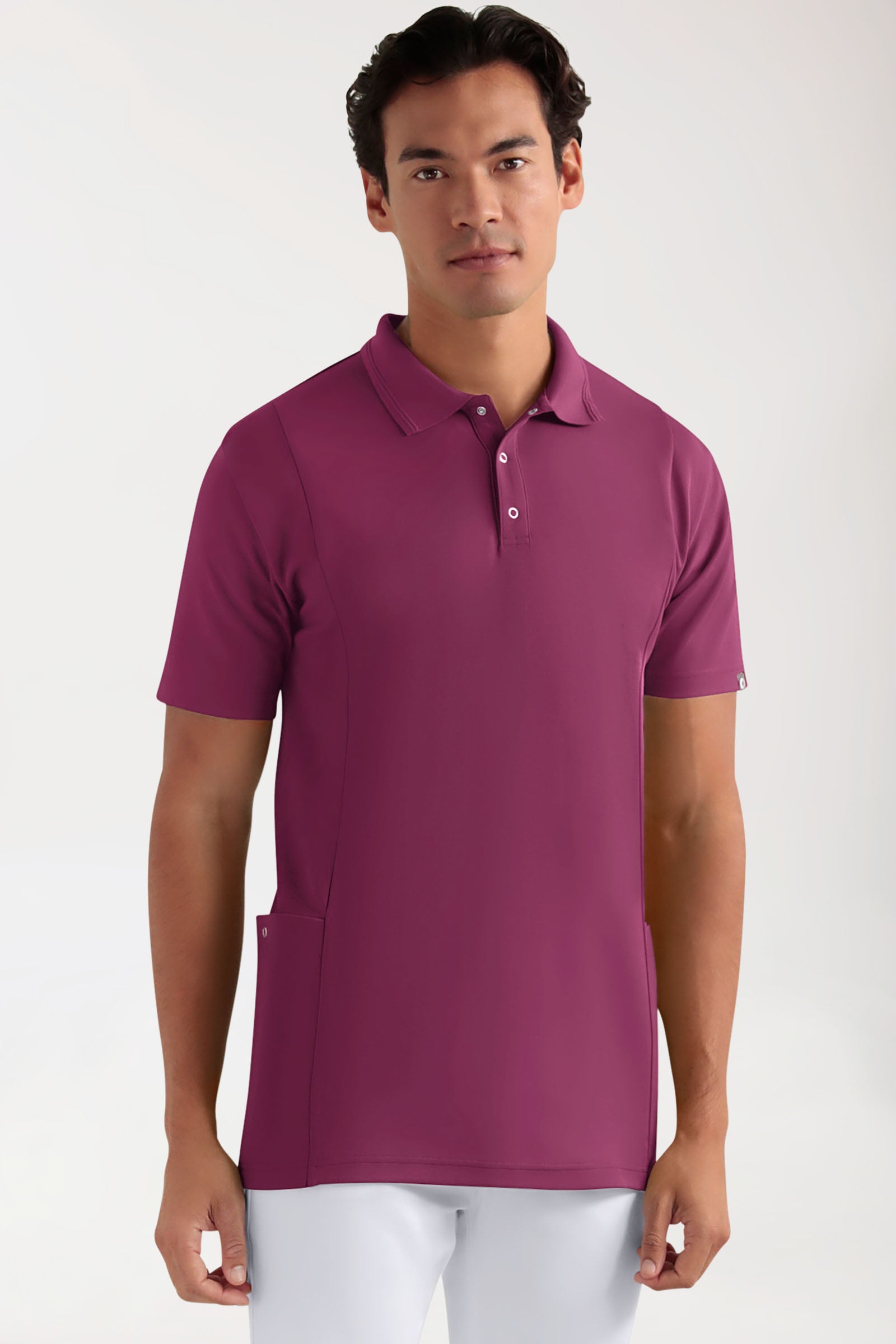 COMFY FLEX Stretch Schlupfkasack Herren - Polokragen berry, Vorderansicht 