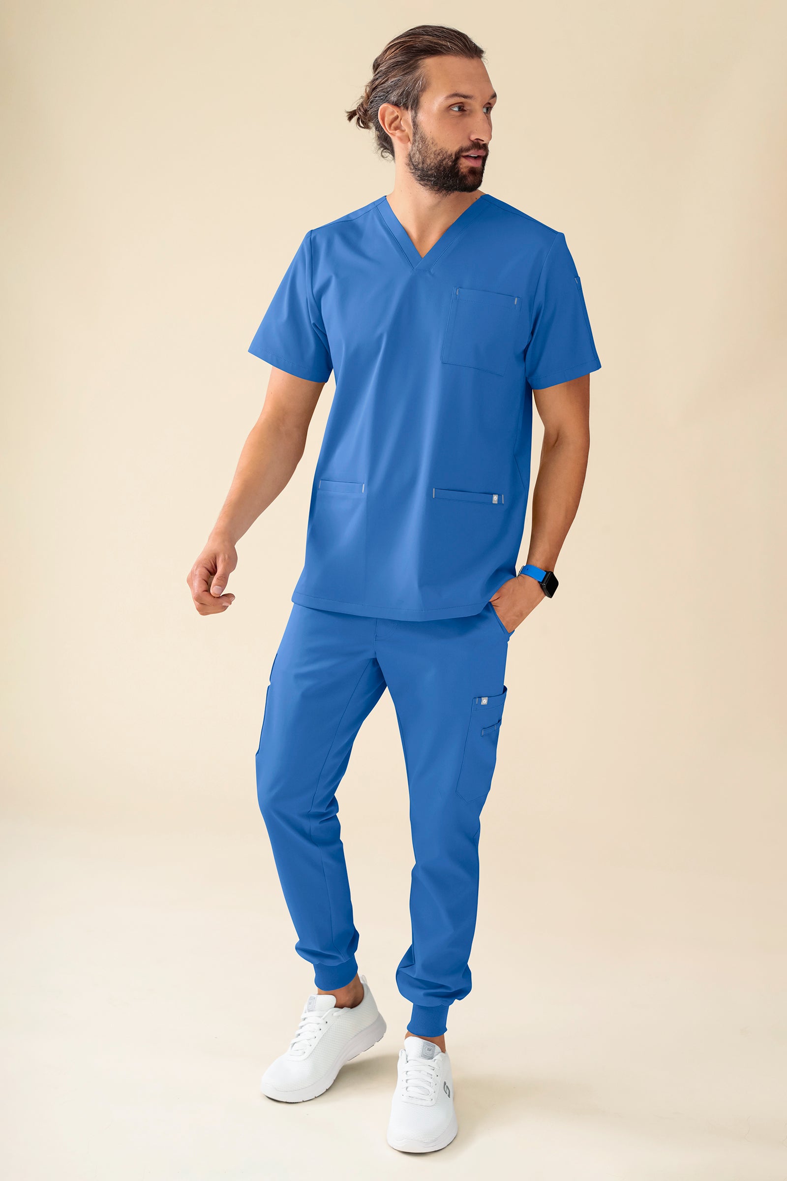 KAERE Schlupfkasack Herren - V-Ausschnitt blau