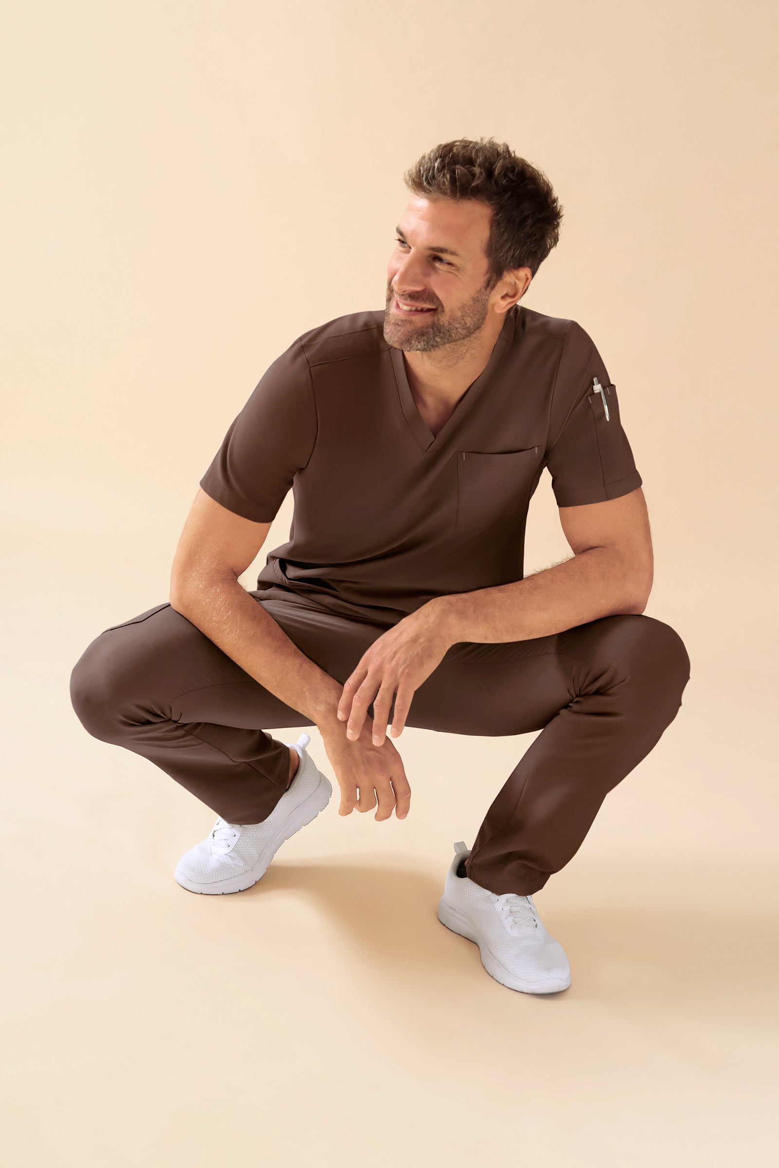 KAERE Schlupfkasack Herren - V-Ausschnitt coffee