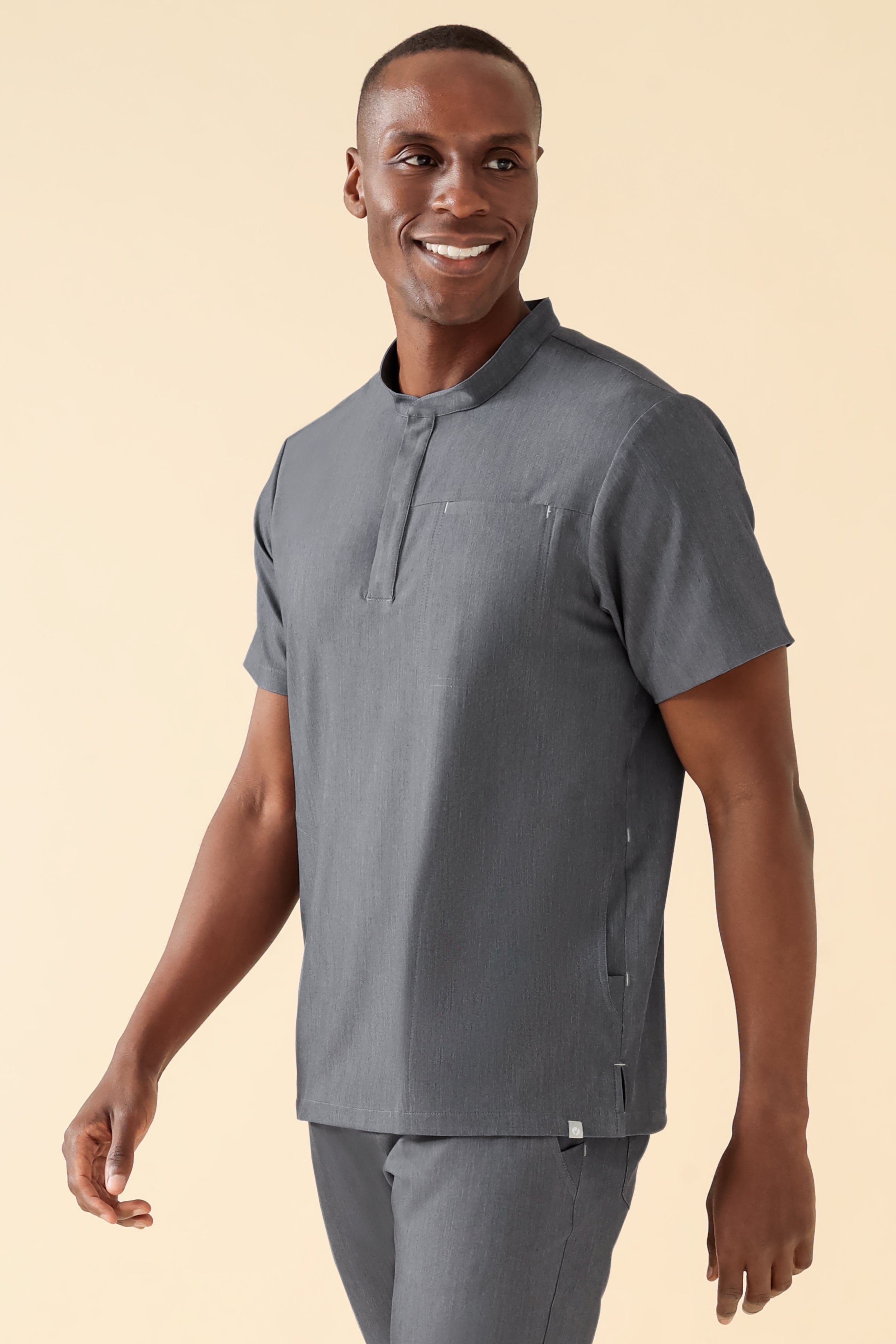 KAERE Schlupfkasack Herren - Stehkragen grau melange