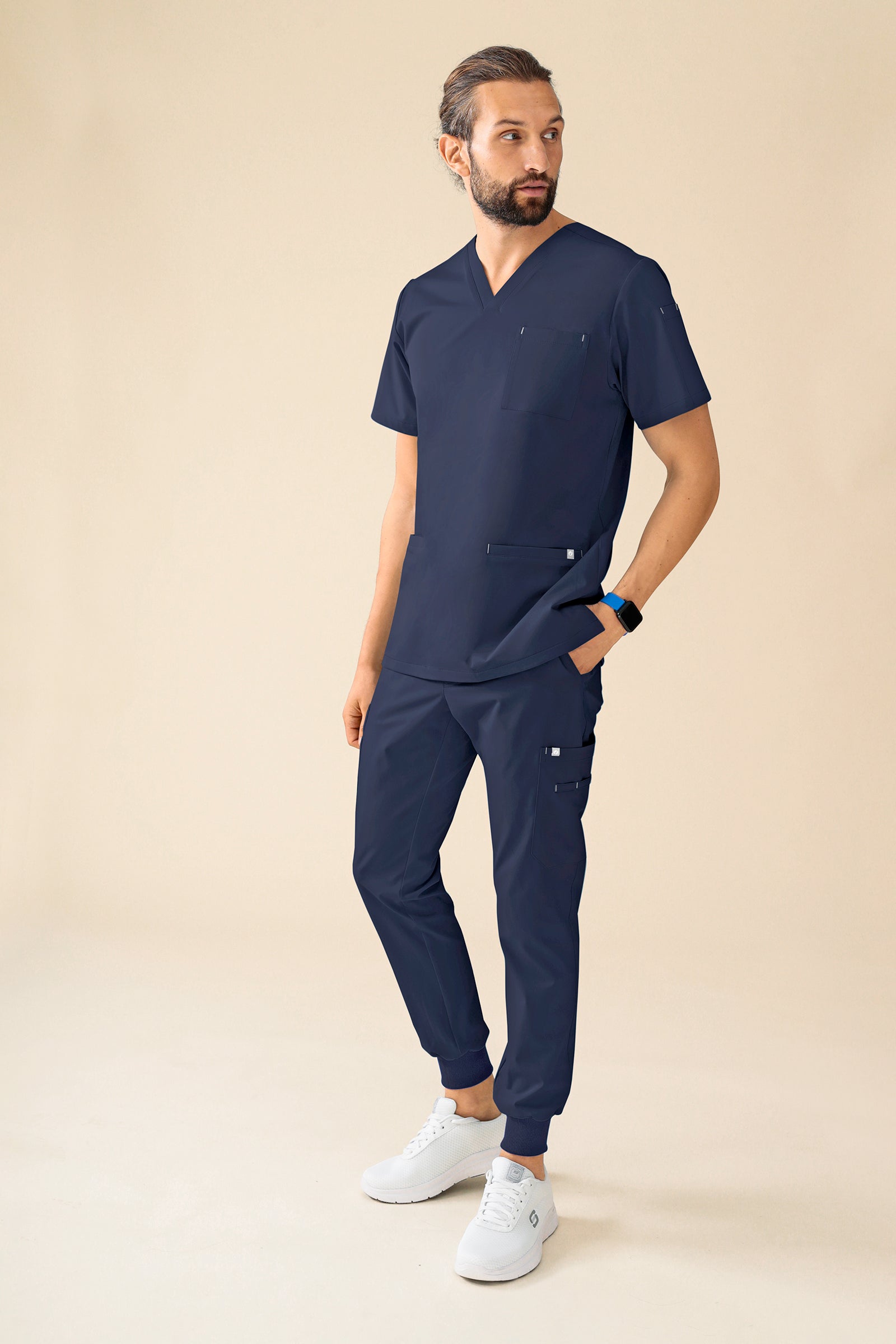 KAERE Schlupfkasack Herren - 3er Pack - V-Ausschnitt navy, Vorderansicht 
