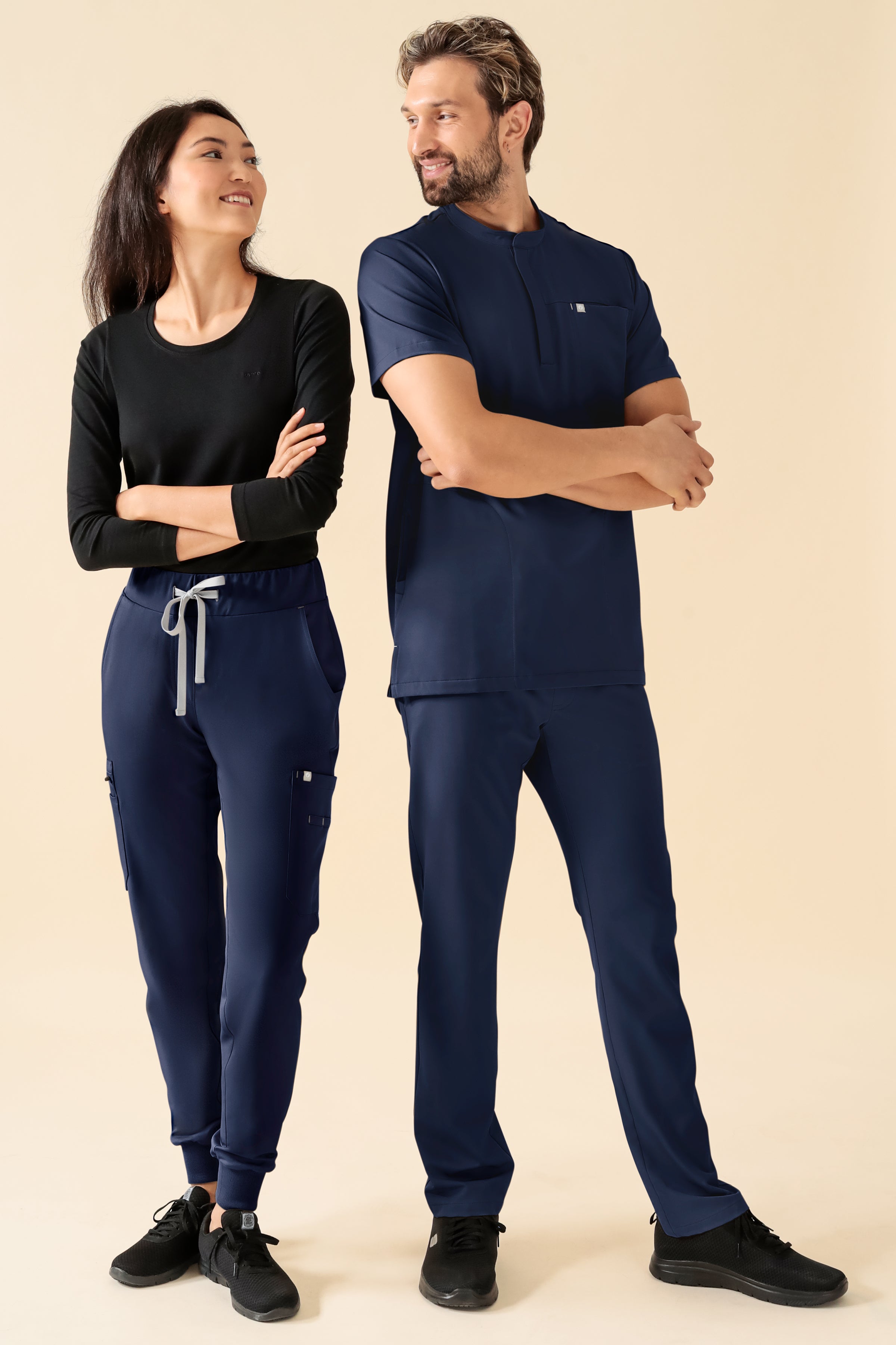 KAERE Schlupfkasack Herren - Stehkragen navy, Vorderansicht 