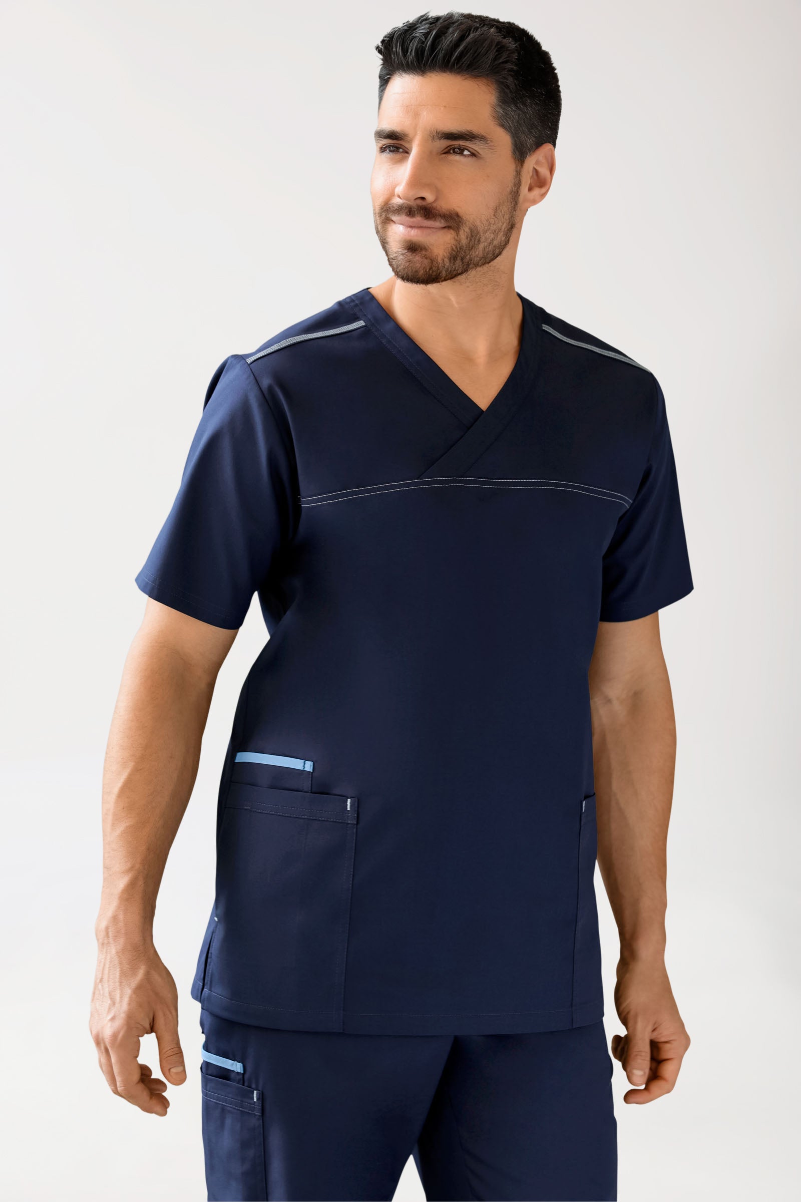 Schlupfkasack Navy mit Himmelblau Unisex, Vorderansicht 