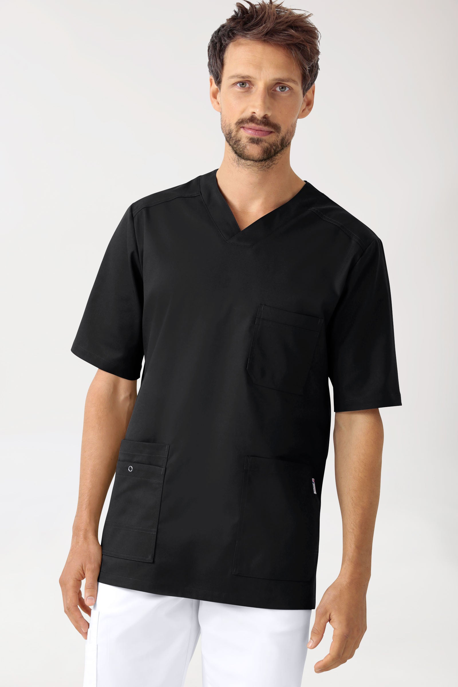 CLINIC STRETCH Schlupfkasack Herren schwarz, Vorderansicht 