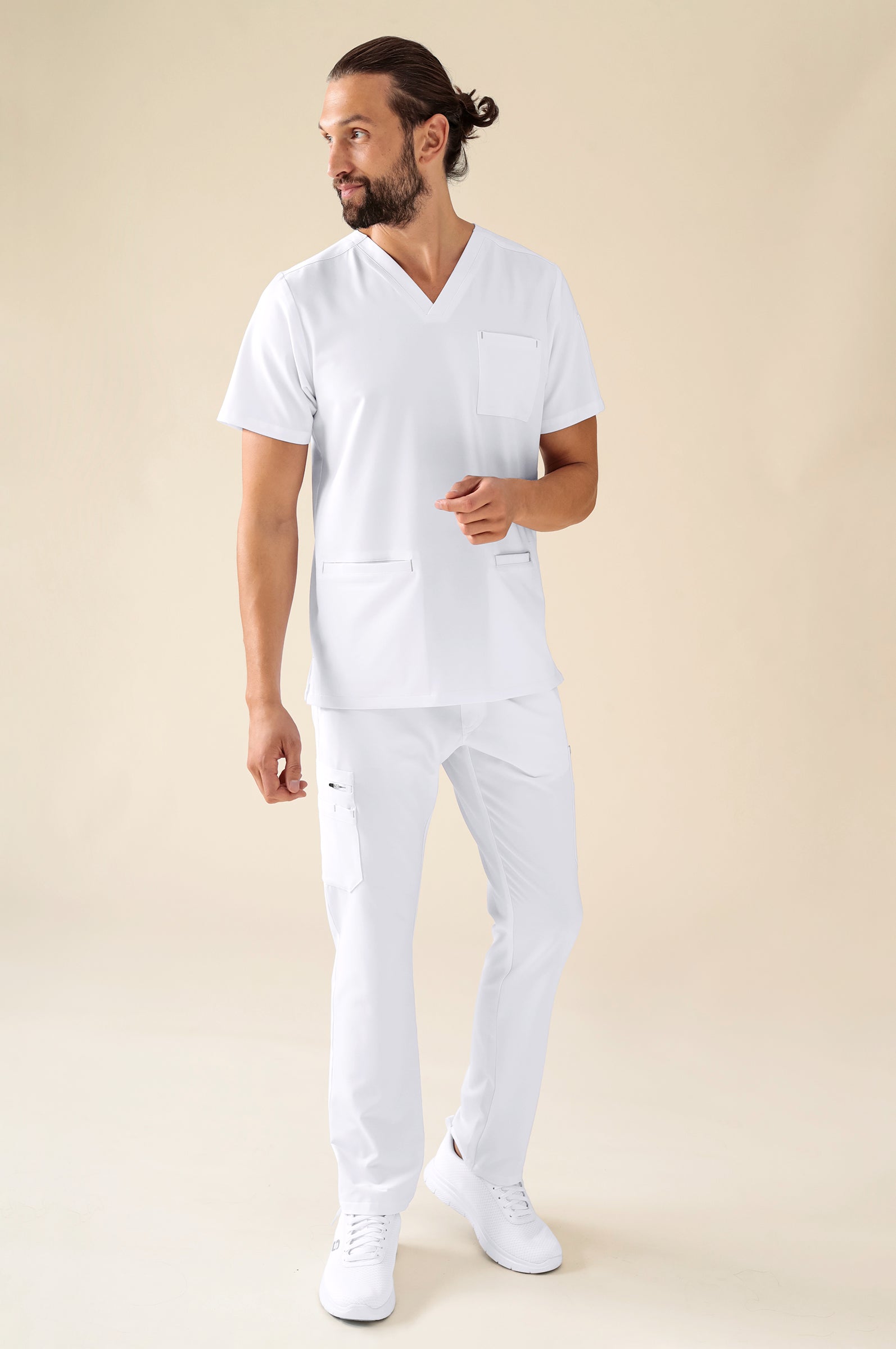 KAERE Schlupfkasack Herren - 3er Pack - V-Ausschnitt weiß