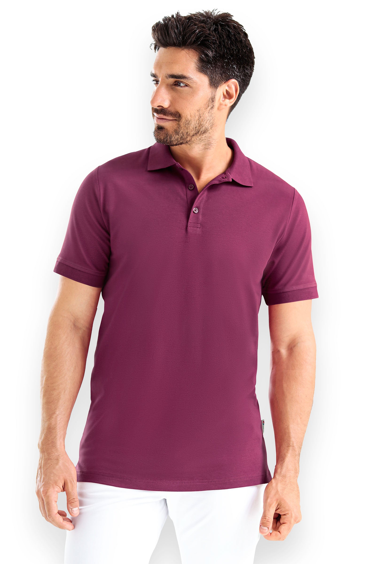 Stretch Shirt Herren - Polokragen berry, Vorderansicht 