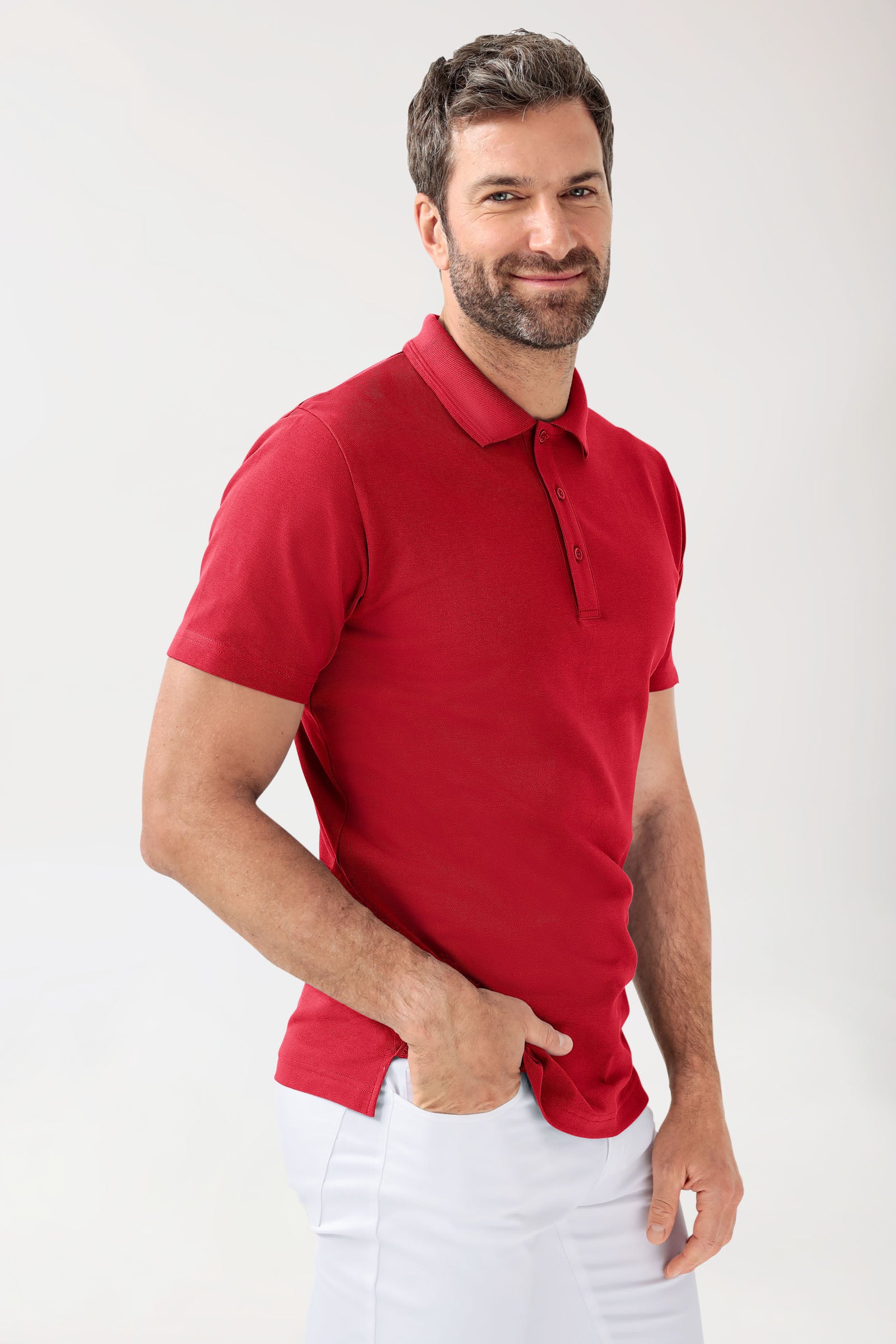 COMFY FLEX Stretch Shirt Herren - Polokragen rot
