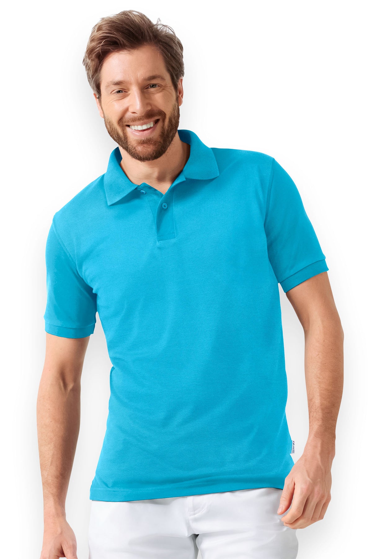 Stretch Shirt Herren - Polokragen türkis