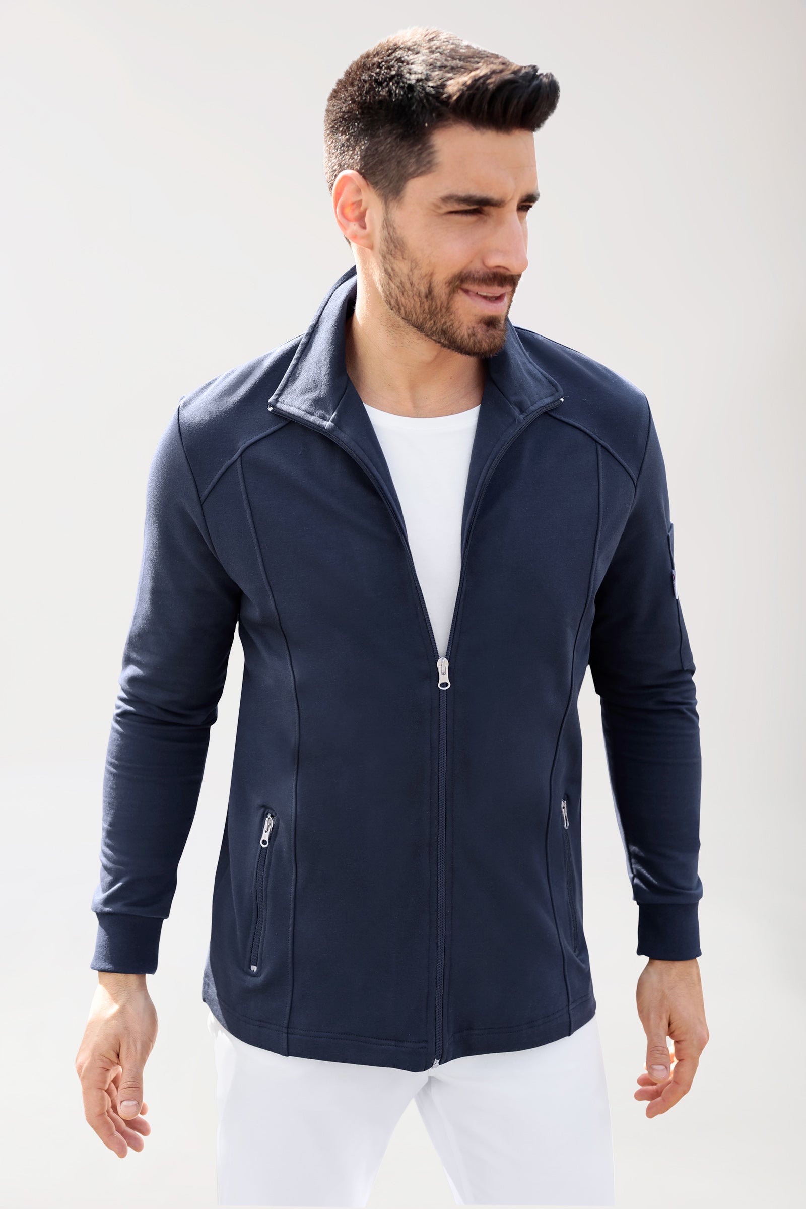 Sweatjacke Herren - Stehkragen navy