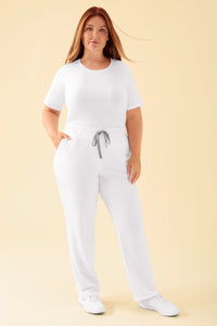 KAERE Hose Damen - gerader Saum ohne Beintaschen weiß