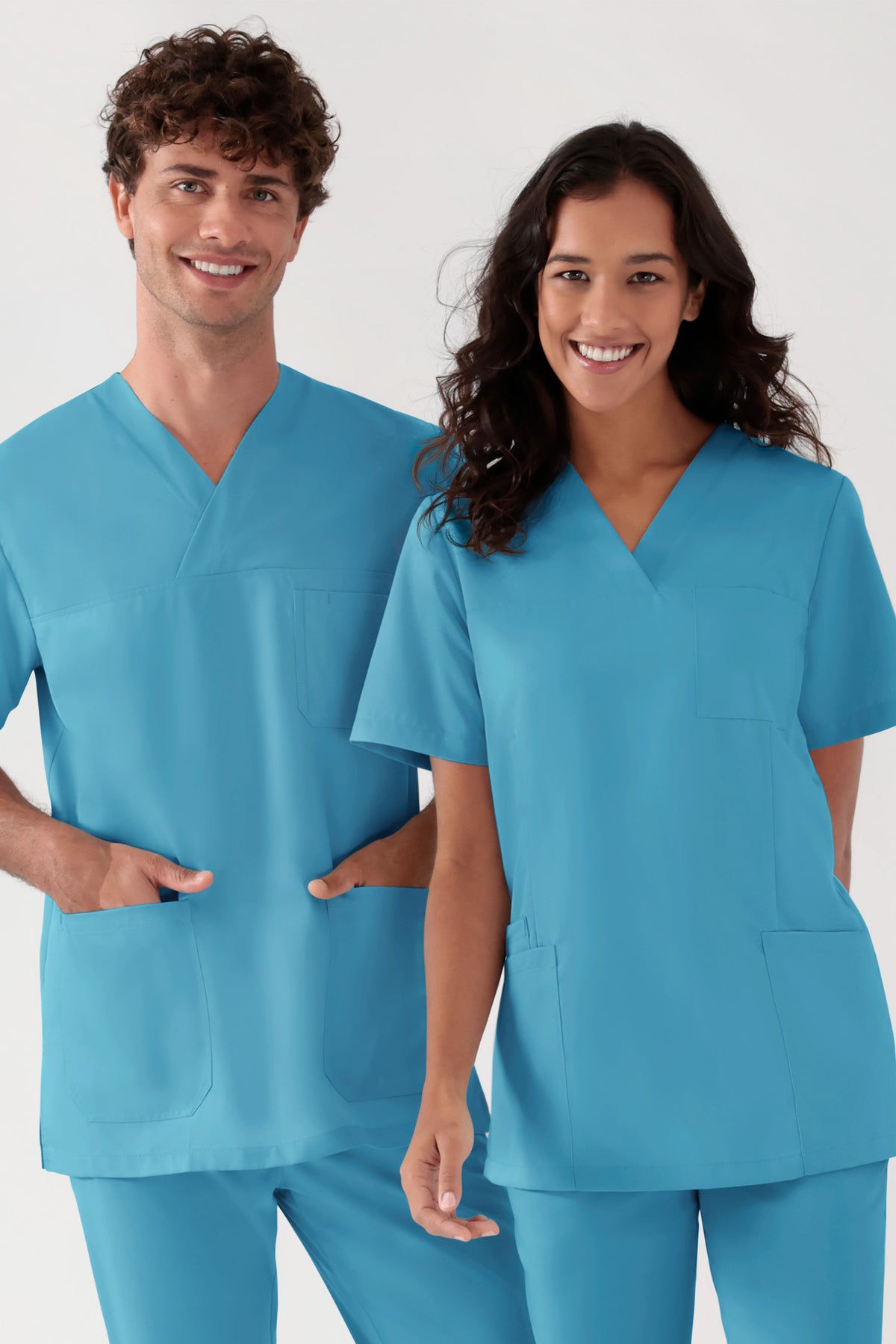 TENCEL™ Schlupfkasack Damen - V-Ausschnitt dark türkis, Vorderansicht 