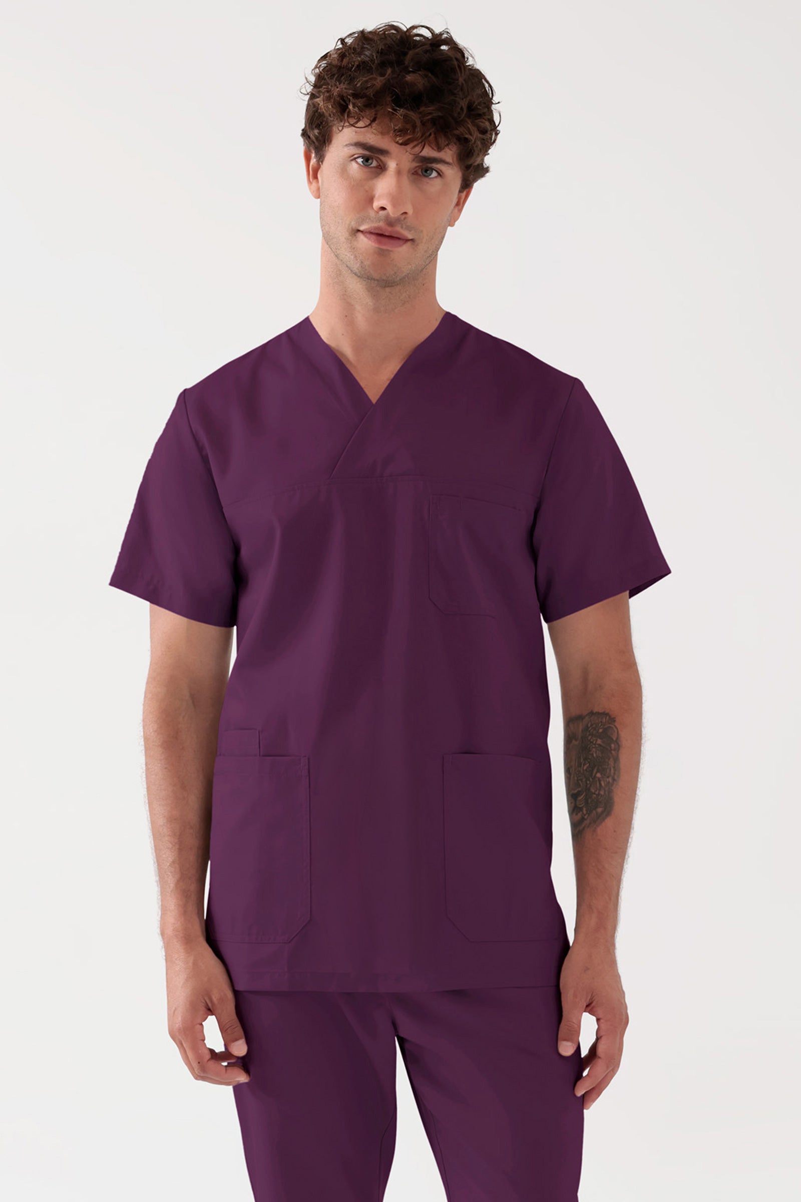 TENCEL™ Schlupfkasack Herren - V-Ausschnitt black berry