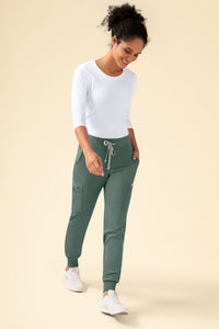 KAERE Hose Damen - Saumbündchen mit Beintaschen dunkelgrün