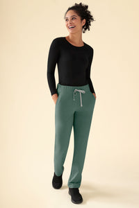 KAERE Hose Damen - gerader Saum ohne Beintaschen dunkelgrün