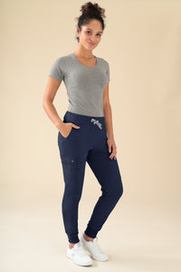 KAERE Hose Damen - Saumbündchen mit Beintaschen navy