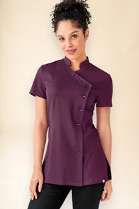 KAERE Kasack Damen - asymmetrische Knopfleiste pflaume