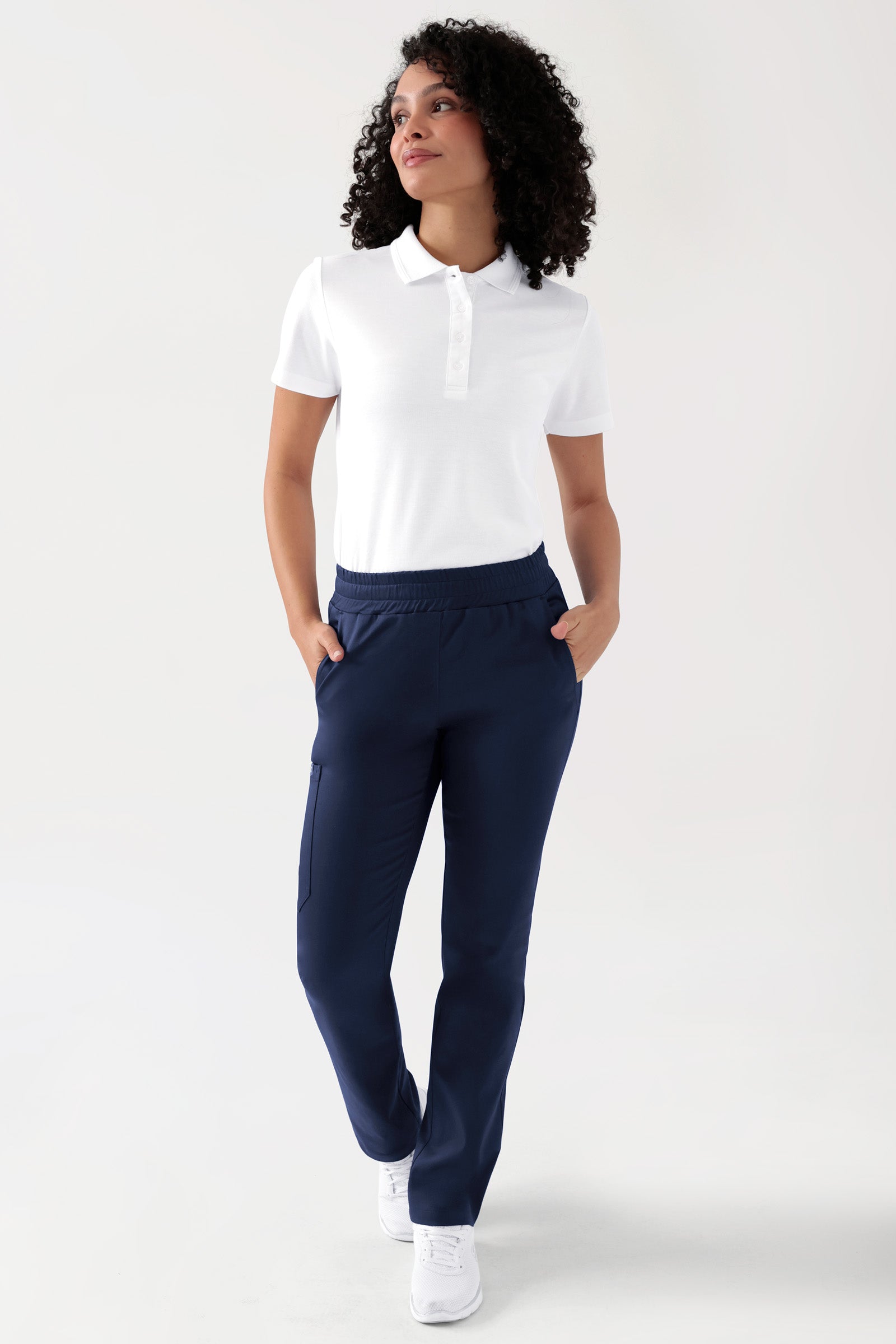 COMFY FLEX Stretch Hose Unisex - 1/1 Länge navy, Vorderansicht Das Model ist 176 cm groß und trägt Größe S