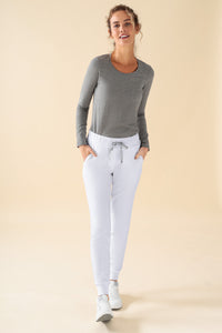 KAERE Hose Damen - Saumbündchen ohne Beintaschen weiß