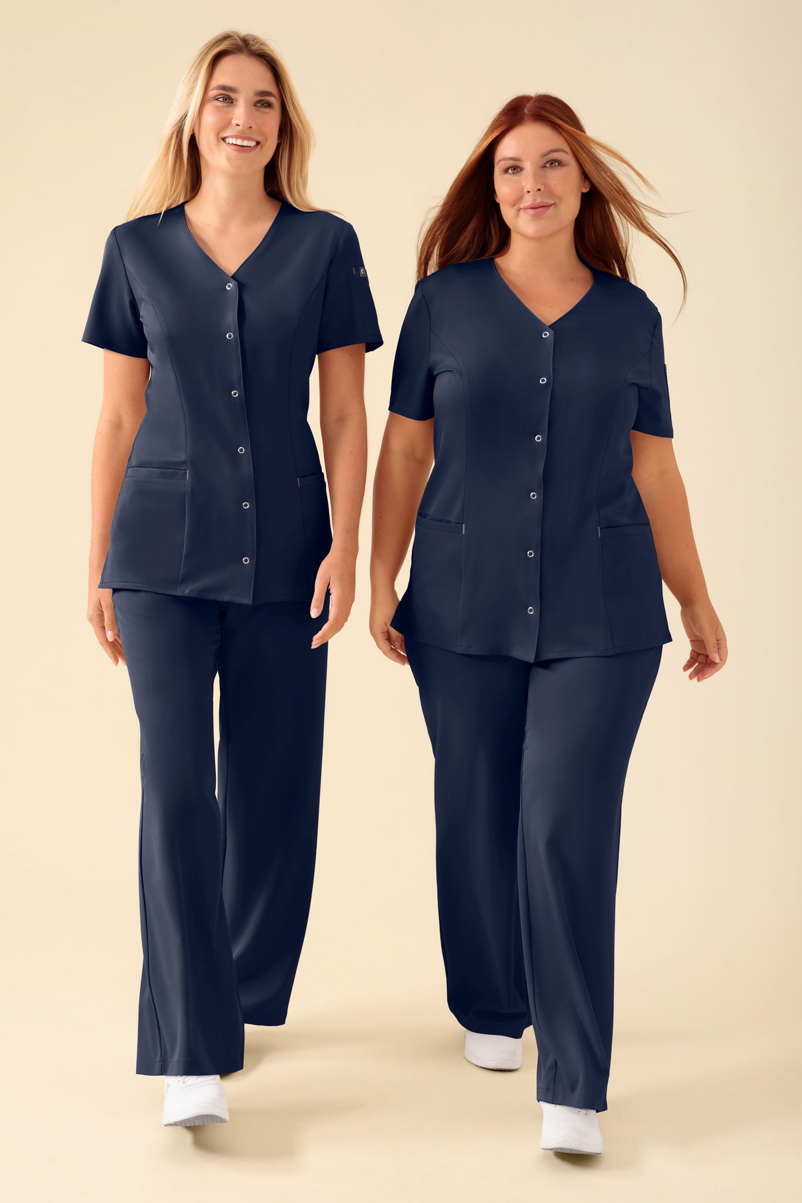 KAERE Kasack Damen - durchgeknöpft navy, Vorderansicht 