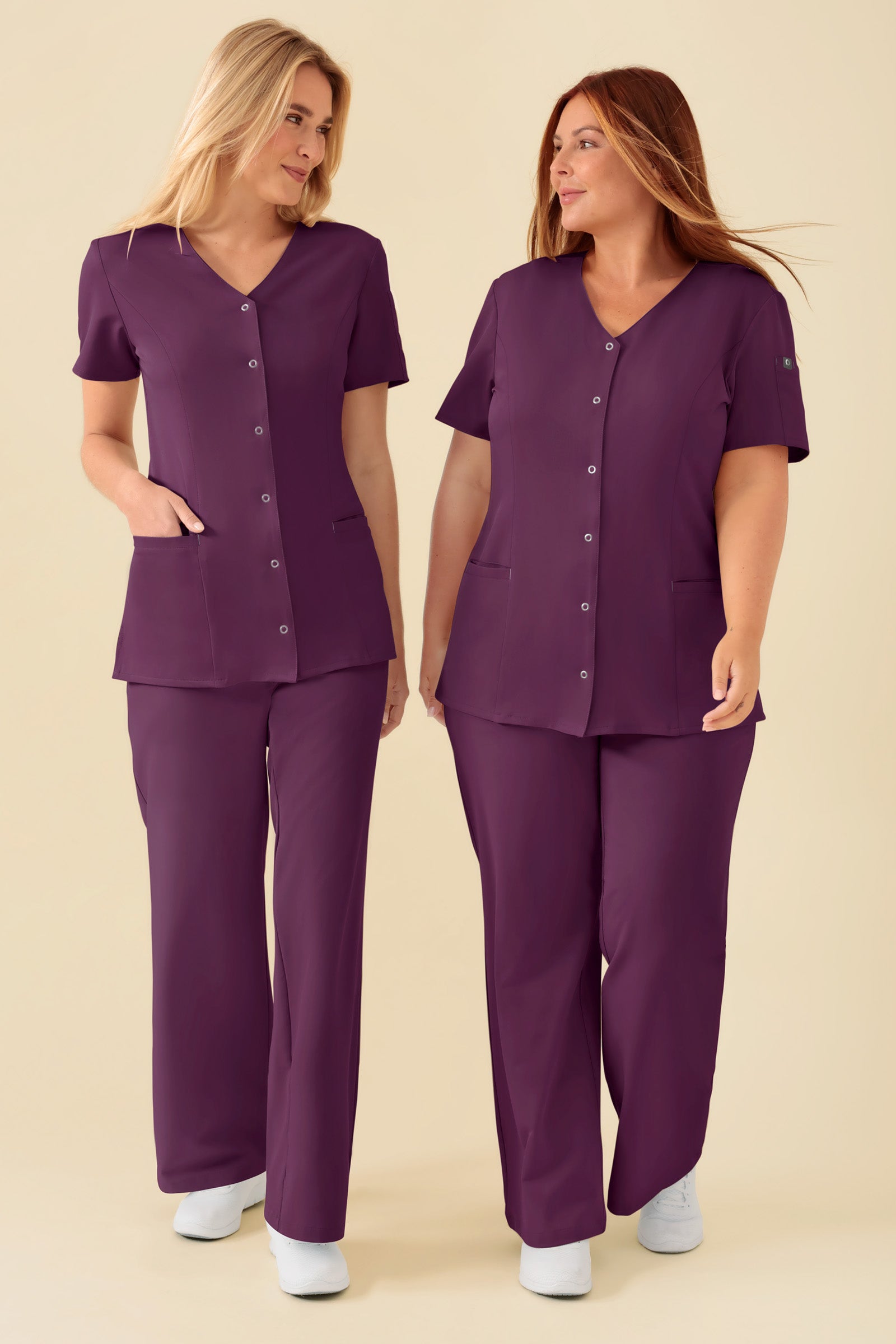 KAERE Kasack Damen - durchgeknöpft pflaume, Vorderansicht 