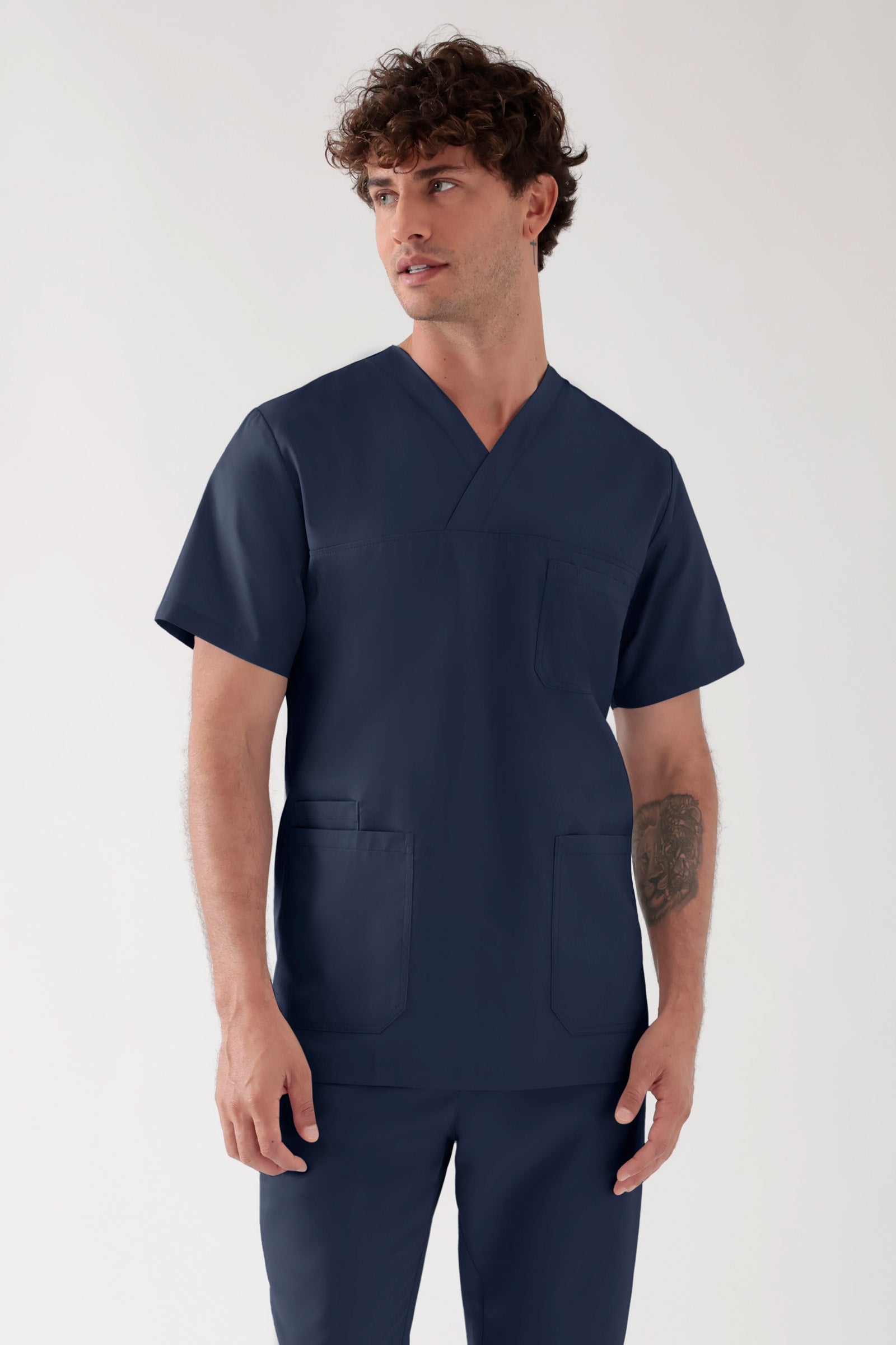 TENCEL™ Schlupfkasack Herren - V-Ausschnitt navy