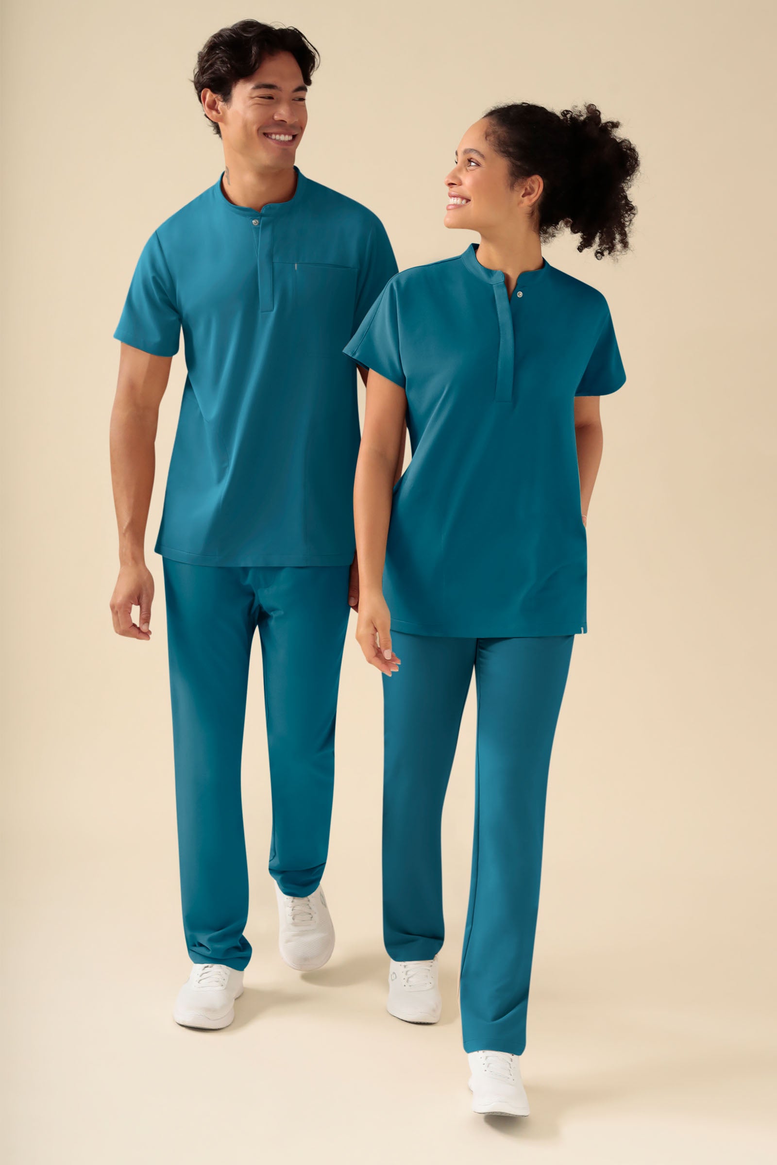 KAERE Hose Damen - gerader Saum ohne Beintaschen petrol, Vorderansicht 