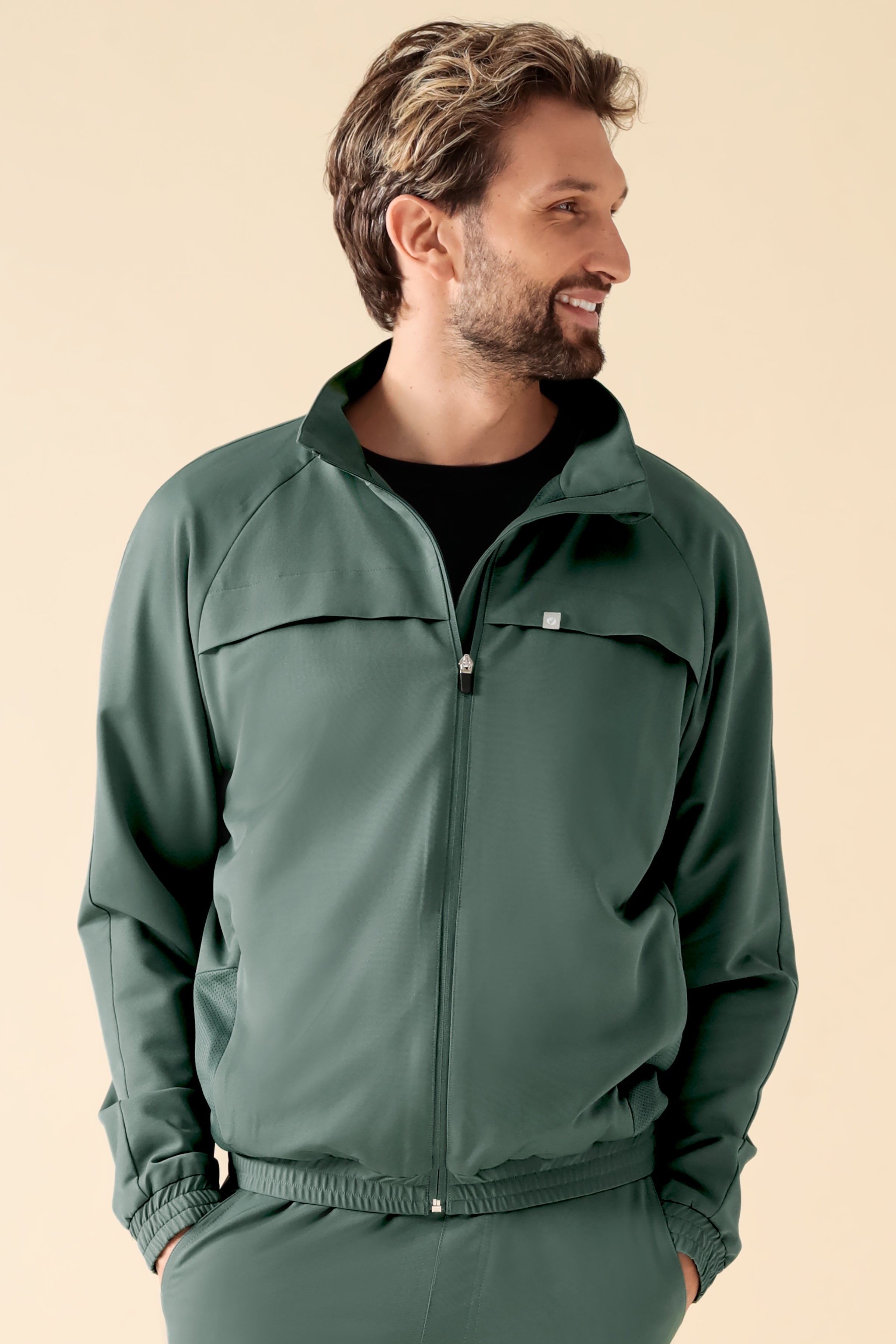 KAERE Blousonjacke Herren - mit elastischen Bündchen dunkelgrün, Vorderansicht 
