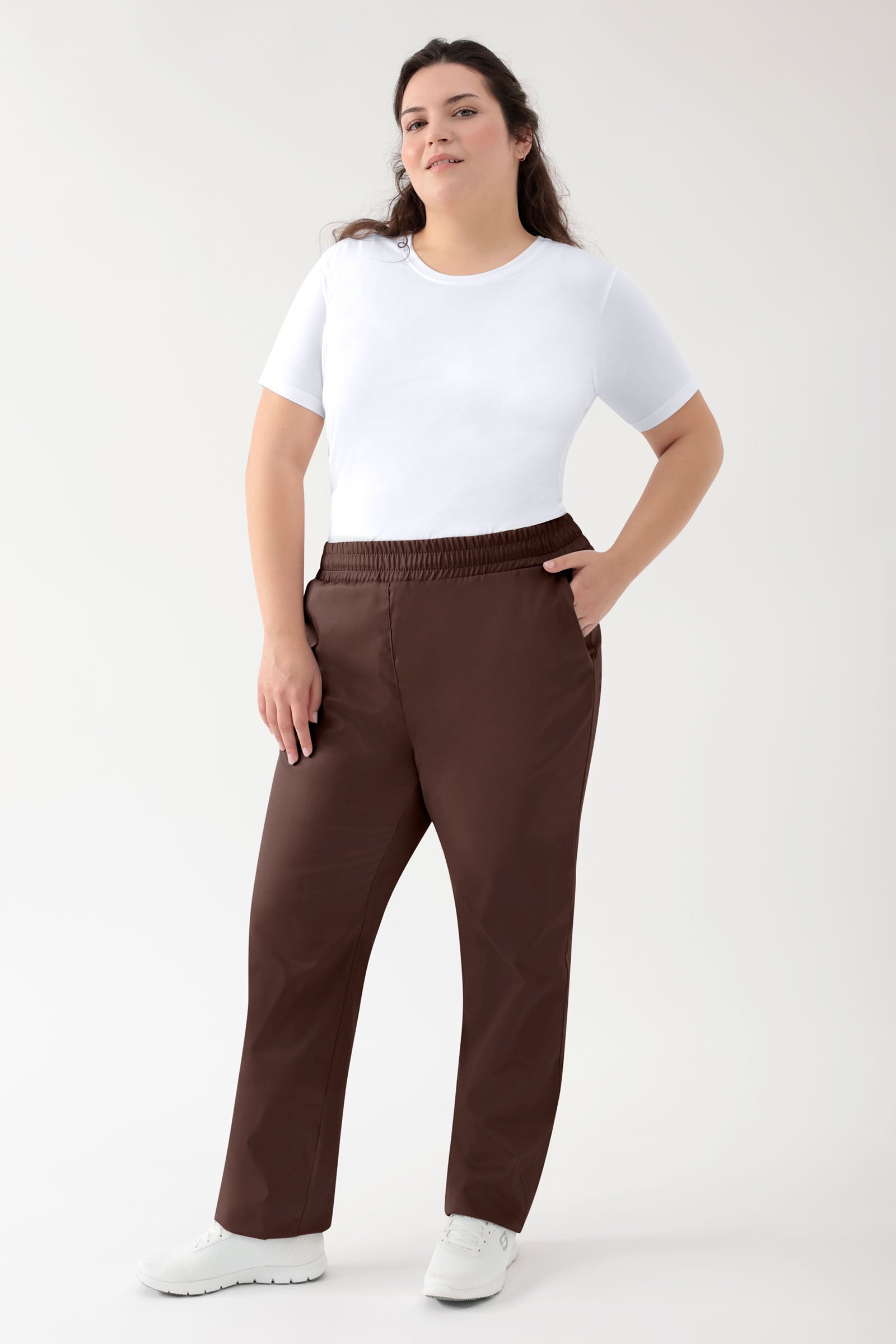 GREEN Stretch Hose Unisex - Rundumgummibund coffee