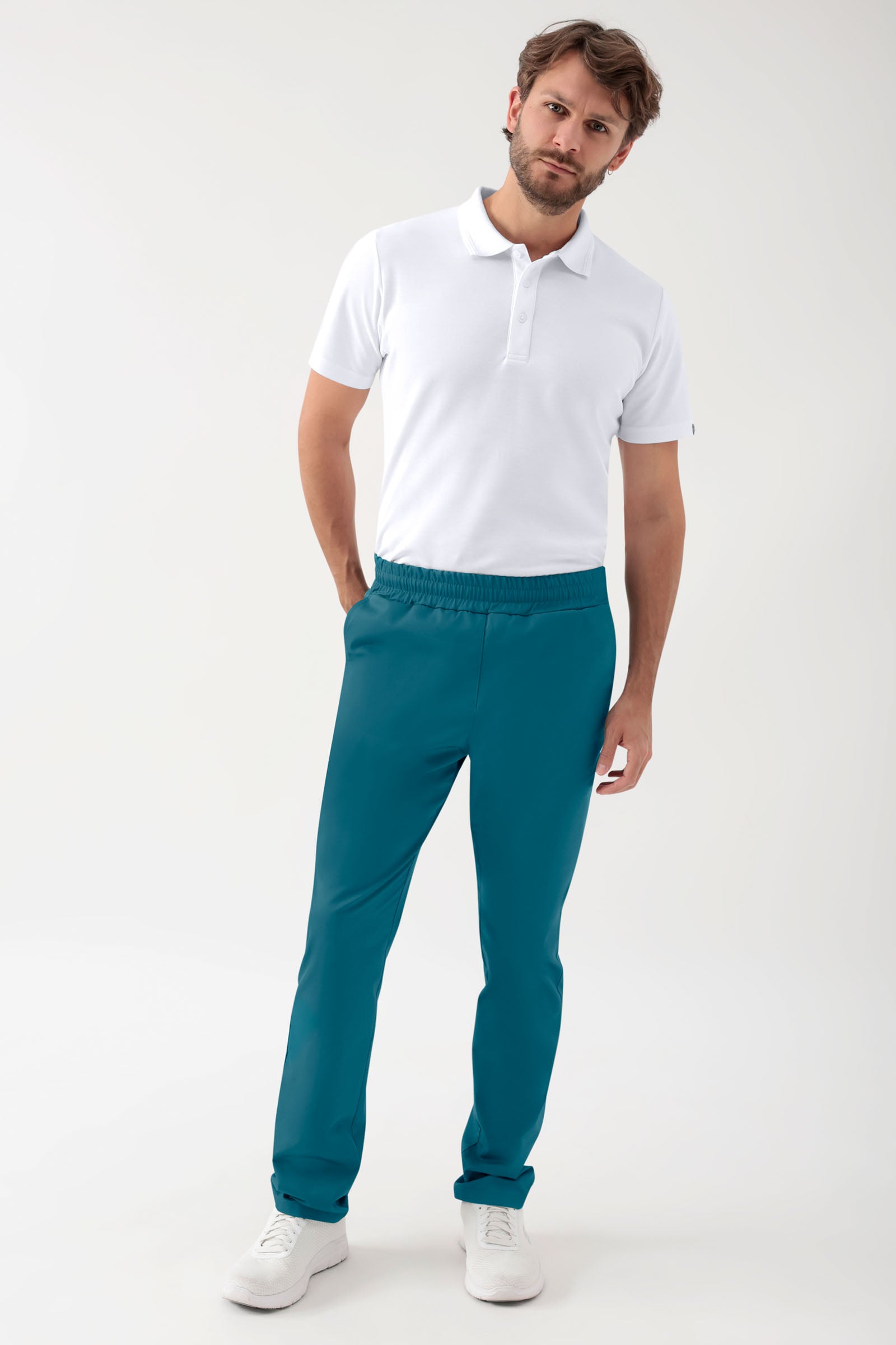 GREEN Stretch Hose Unisex - Rundumgummibund petrol