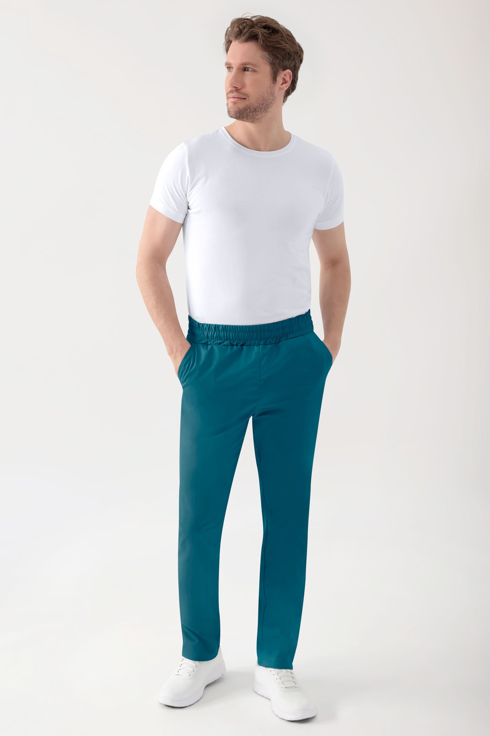 Stretch Hose Unisex - Rundumgummibund petrol, Vorderansicht 