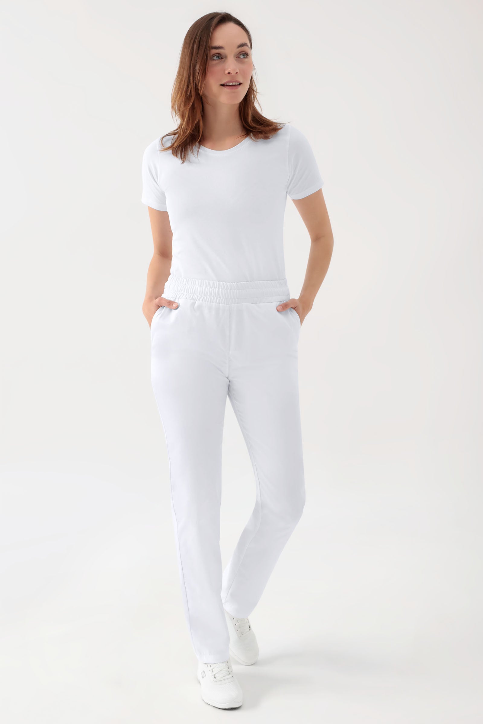 Stretch Hose Unisex - Rundumgummibund weiß, Vorderansicht 