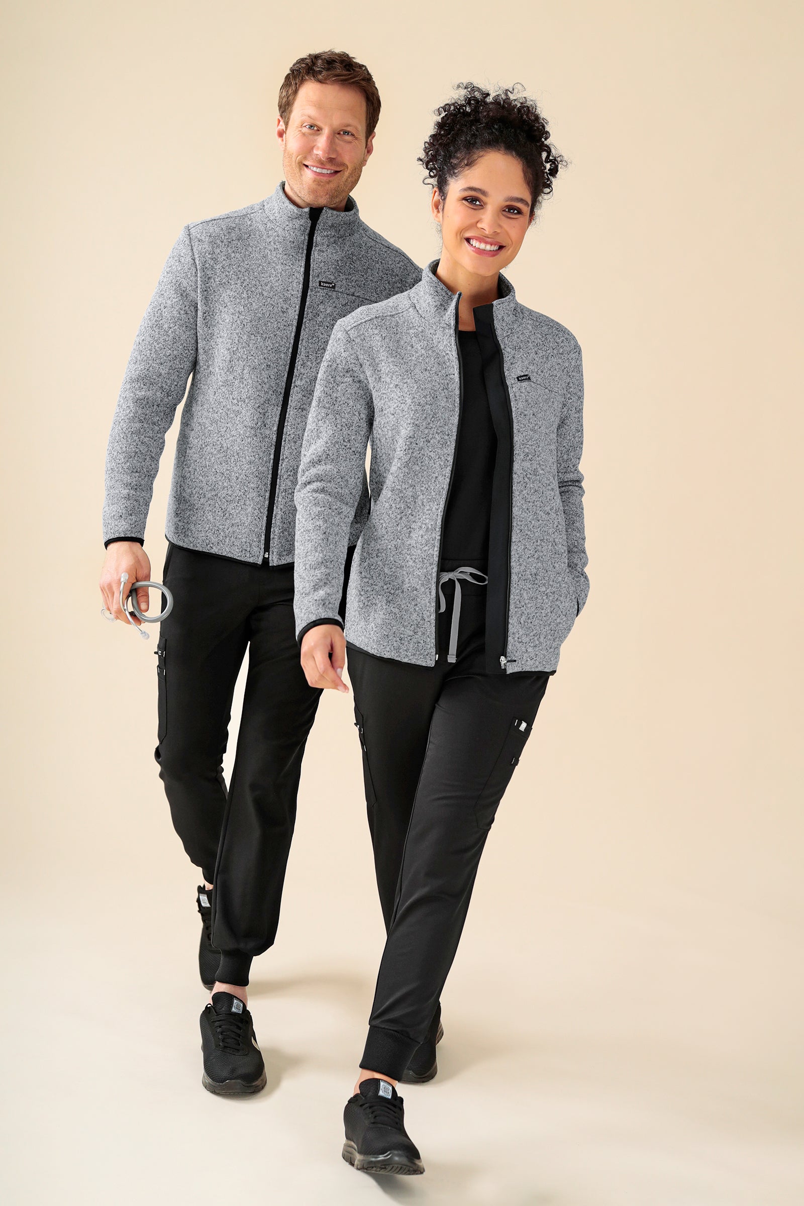 KAERE Fleecejacke Unisex - mit Reißverschluss grau melange