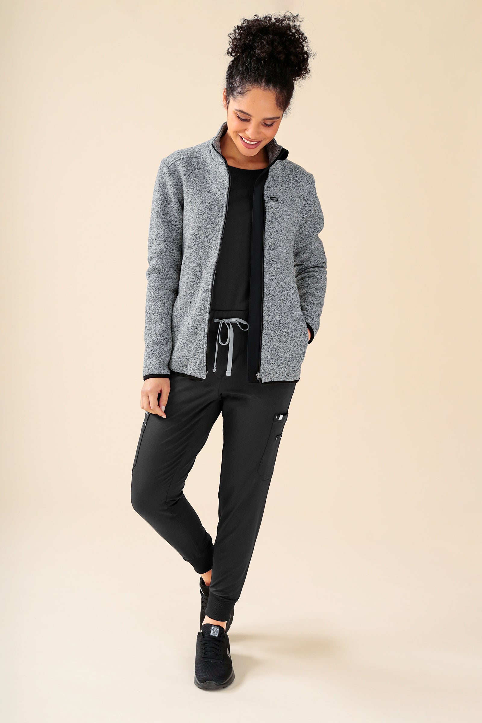 KAERE Fleecejacke Unisex - mit Reißverschluss grau melange