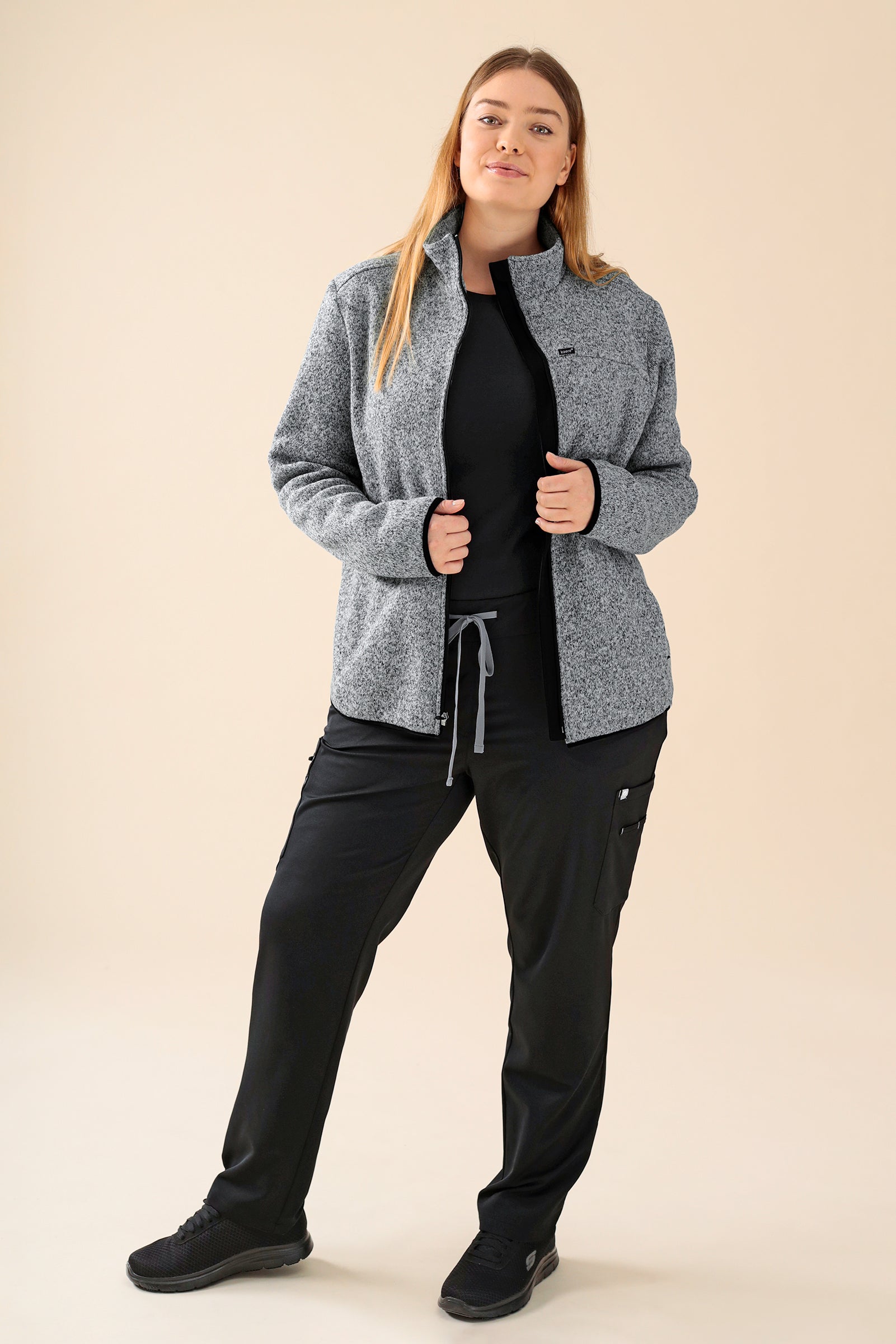 KAERE Fleecejacke Unisex - mit Reißverschluss grau melange