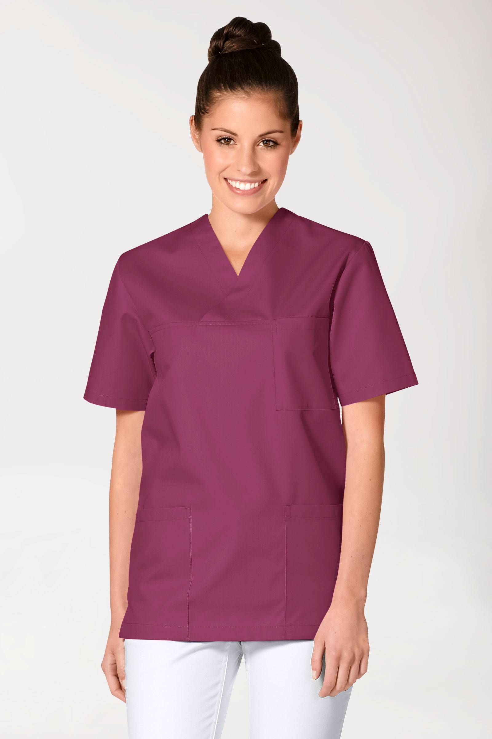 JUST STRONG Schlupfkasack Unisex - V-Ausschnitt berry, Vorderansicht 