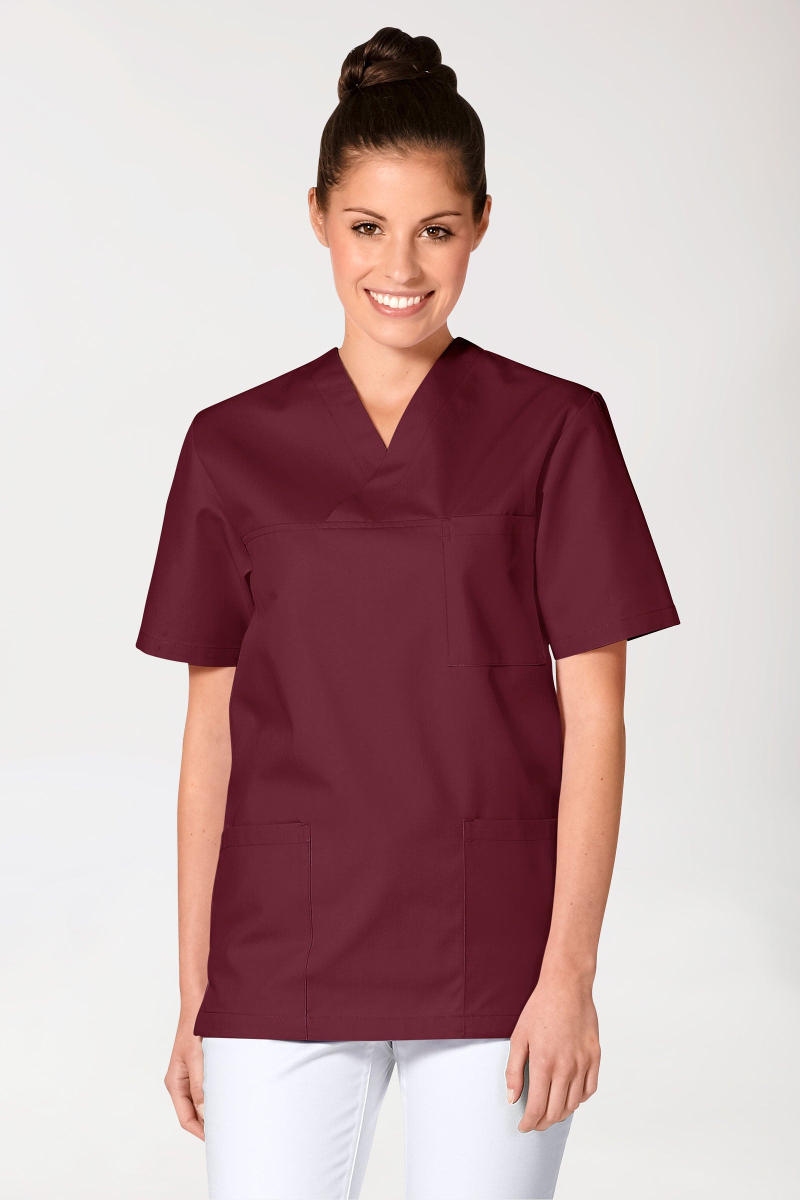 JUST STRONG Schlupfkasack Unisex - V-Ausschnitt bordeaux, Vorderansicht 