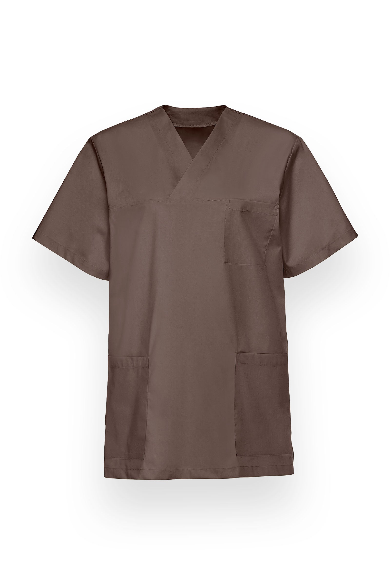 Stretch Schlupfkasack Unisex - V-Ausschnitt deep taupe, Vorderansicht 