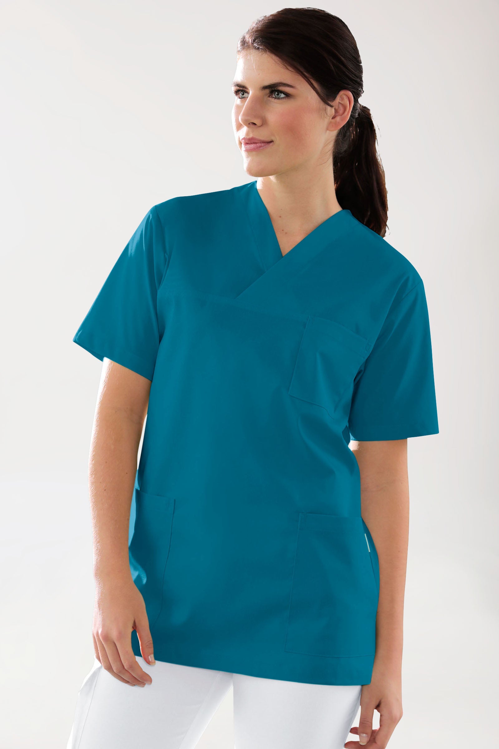 Stretch Schlupfkasack Unisex - V-Ausschnitt petrol