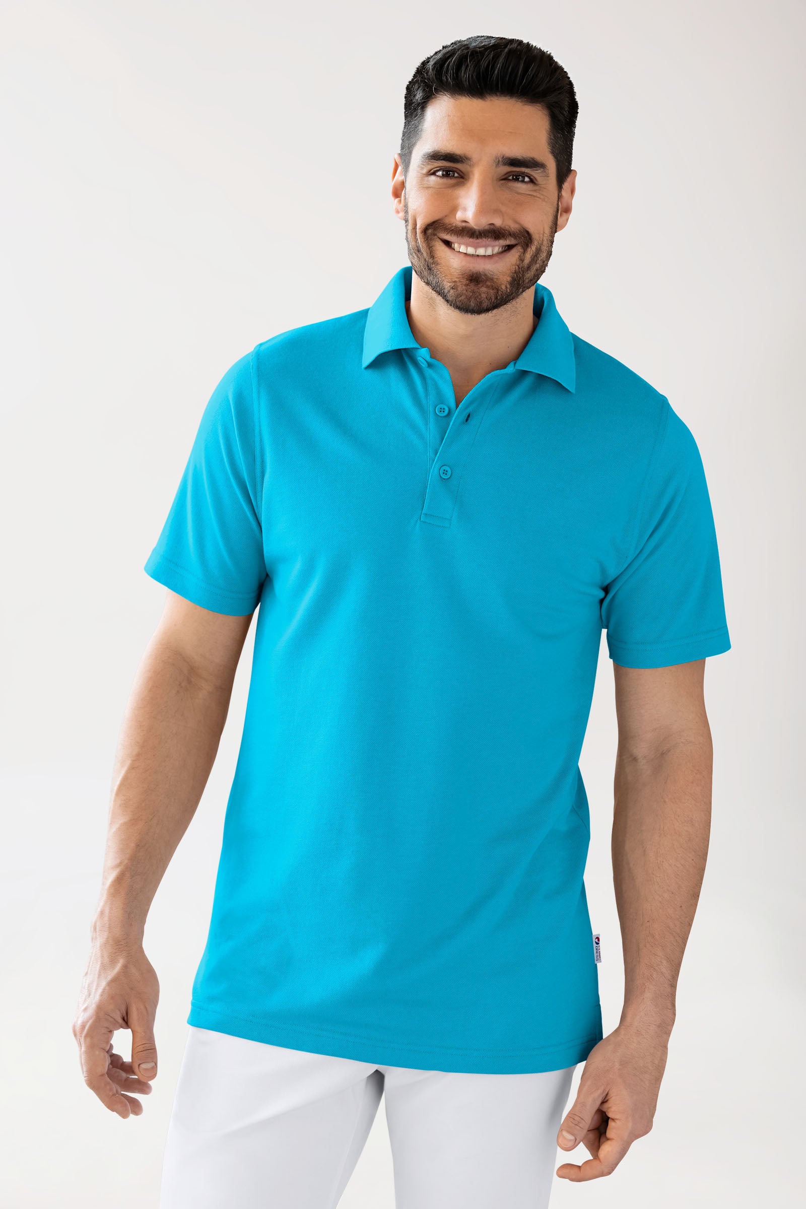 CORE Shirt Unisex - Polokragen türkis, Vorderansicht 