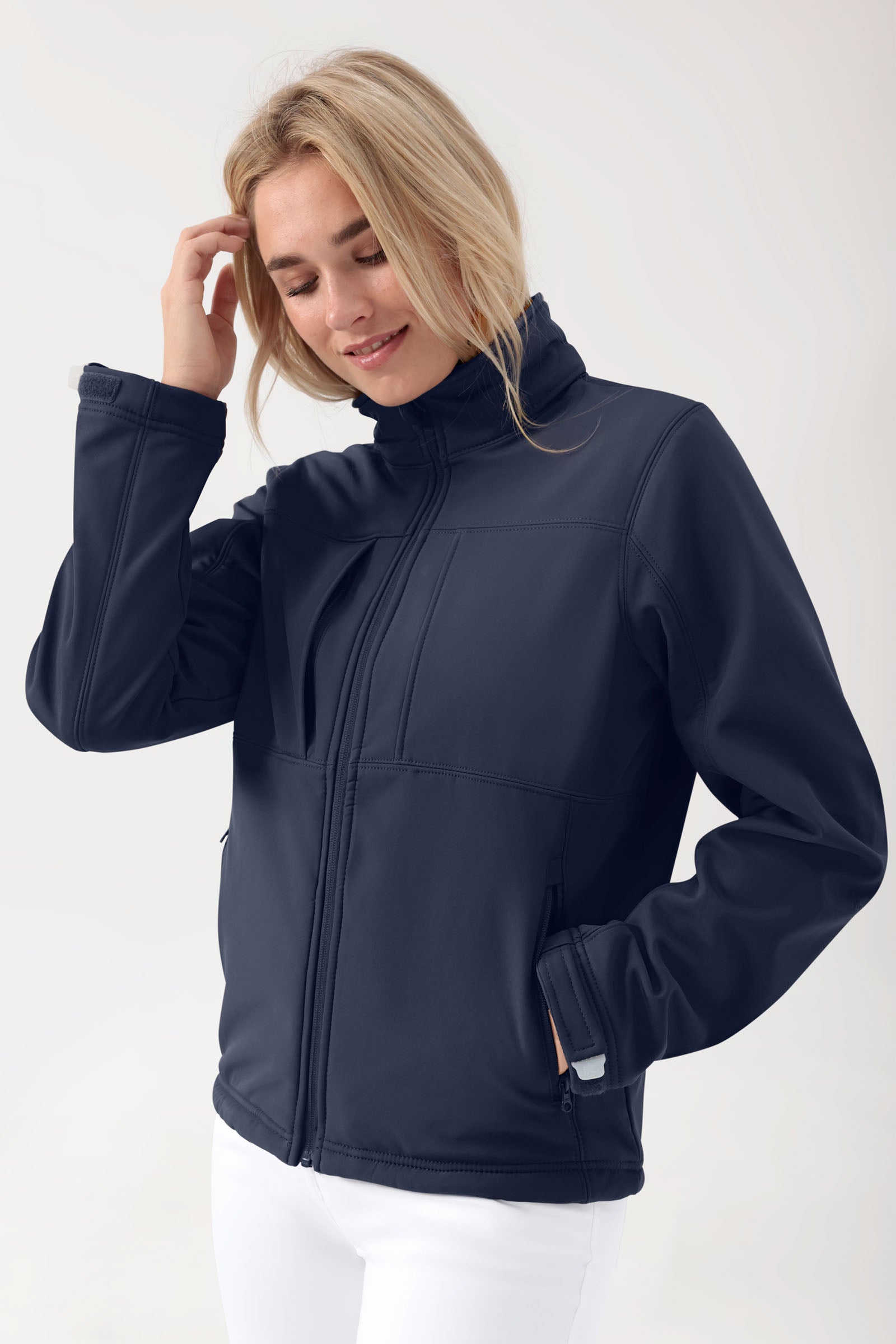 Softshell Jacken Unisex - abnehmbare Kapuze navy